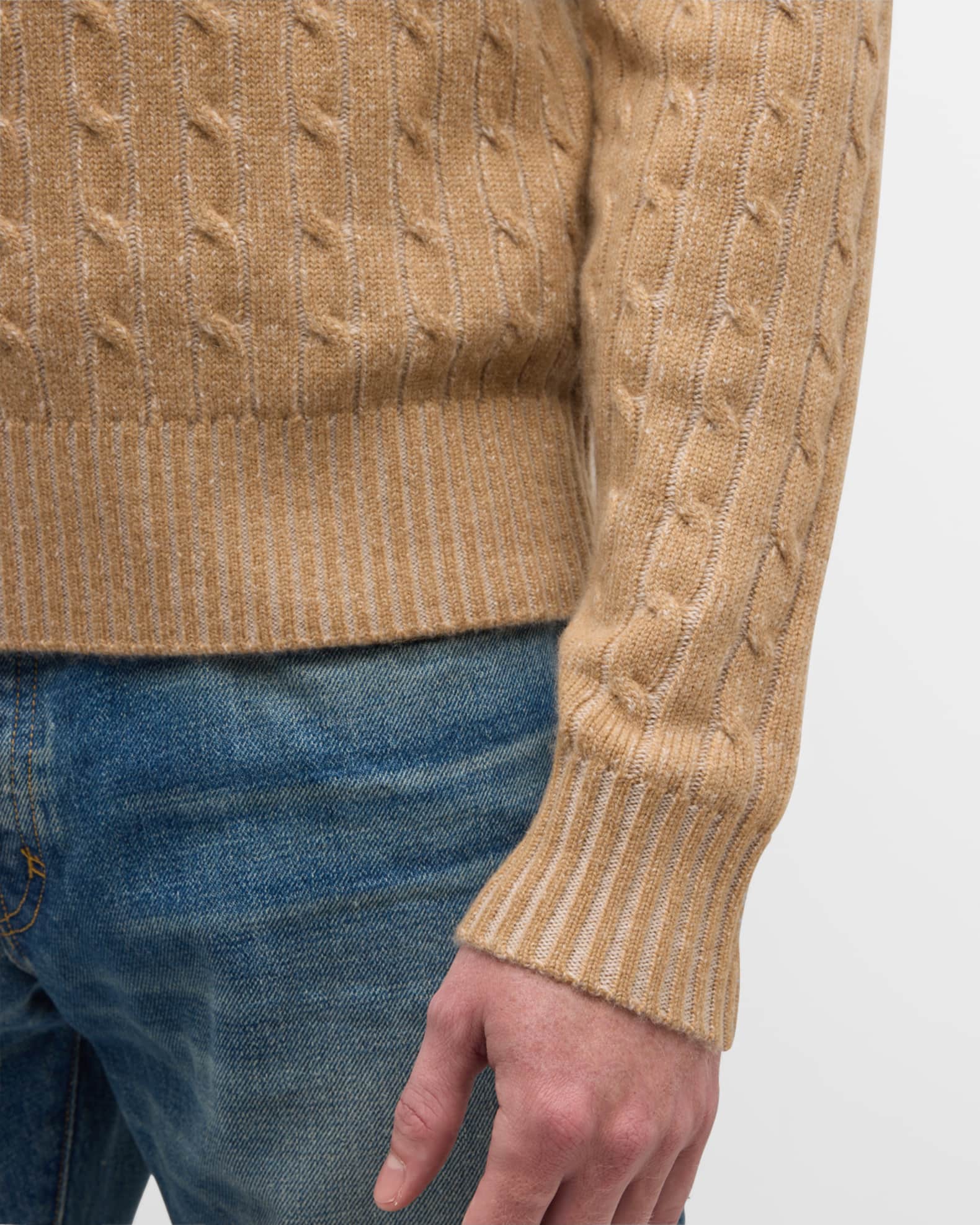 Neiman Marcus Men's Cable 1/4Zip Cashmere Sweater Neiman Marcus