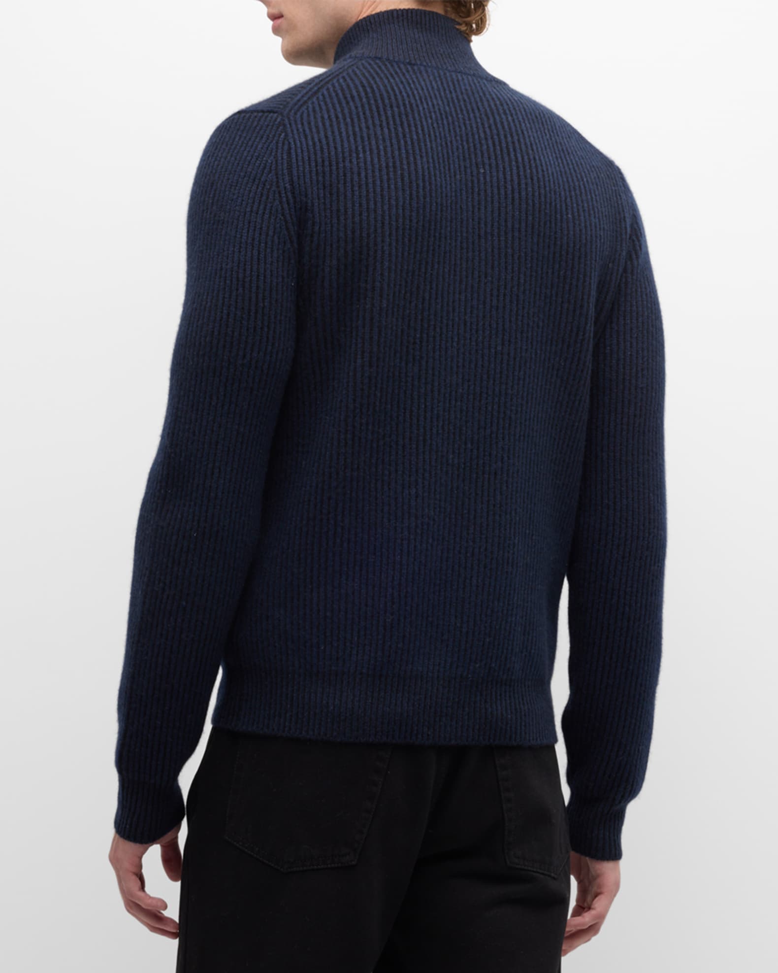 Neiman Marcus Men's Ribbed Full-Zip Cashmere Sweater | Neiman Marcus