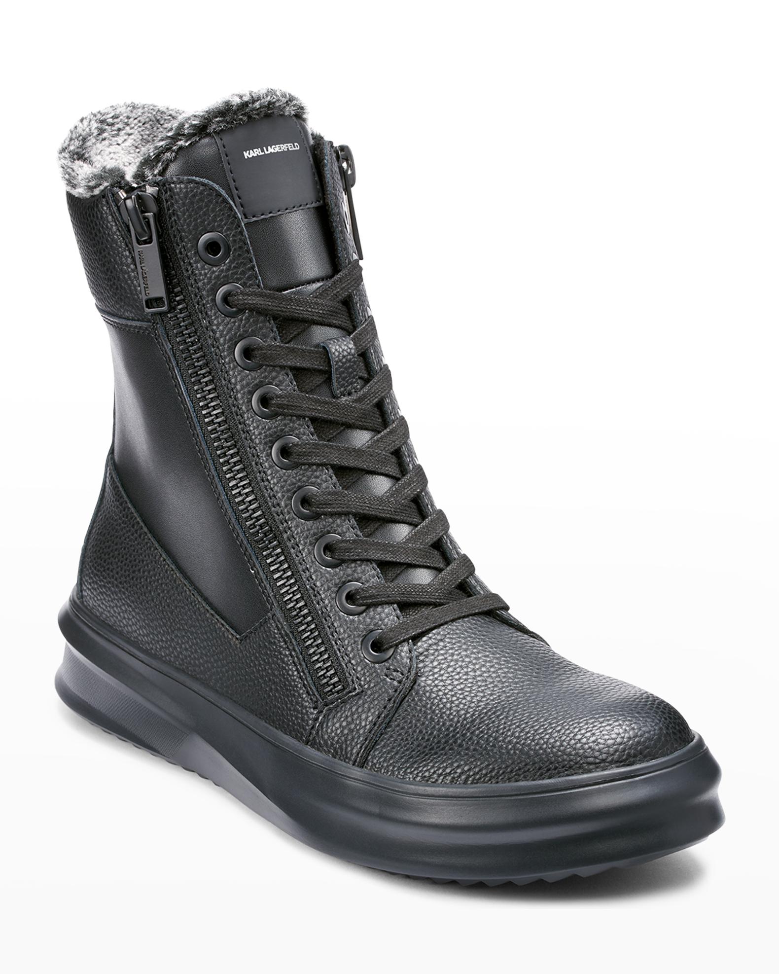 leather faux fur boots