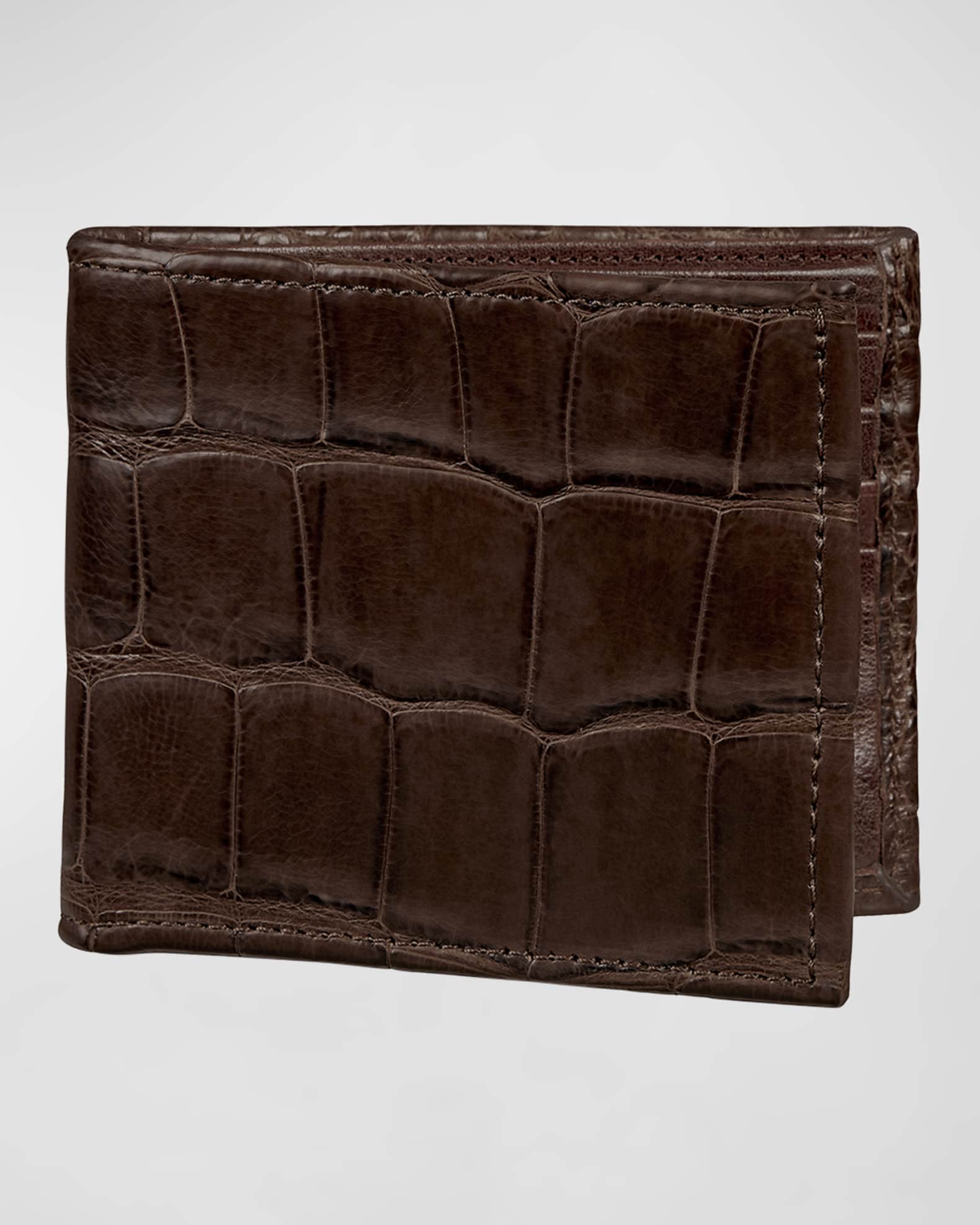 genuine Crocodile Pattern Leather Wallet Men Black Brown Thin Male