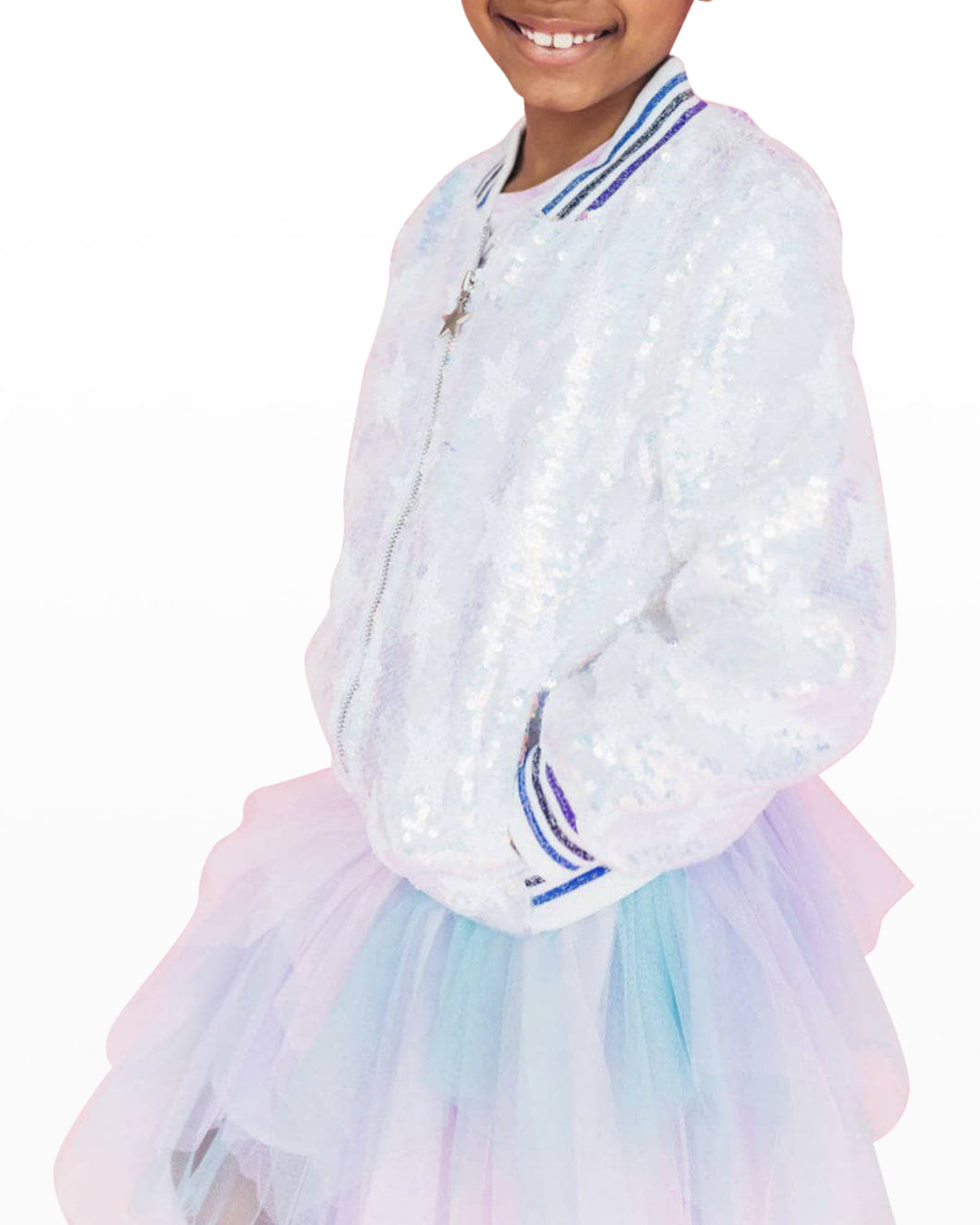 Rockets of Awesome Little Girl's & Girl's Tie-Dye Sequin Bomber Jacket - Size 4 Neutral