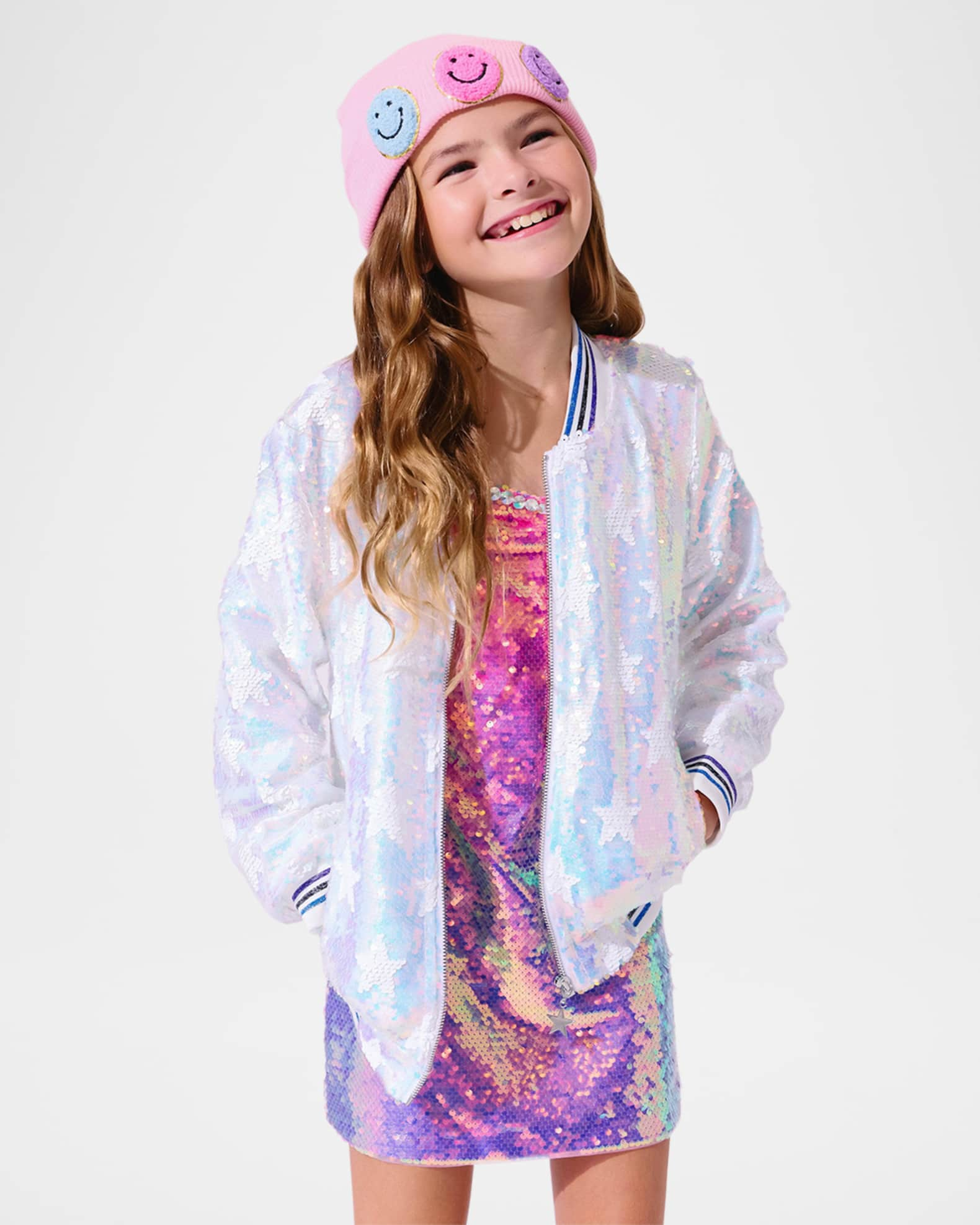 Lola + The Boys | Shooting Star Sequin Bomber Jacket, Multi (Multicolor, Size 10Y) | Maisonette