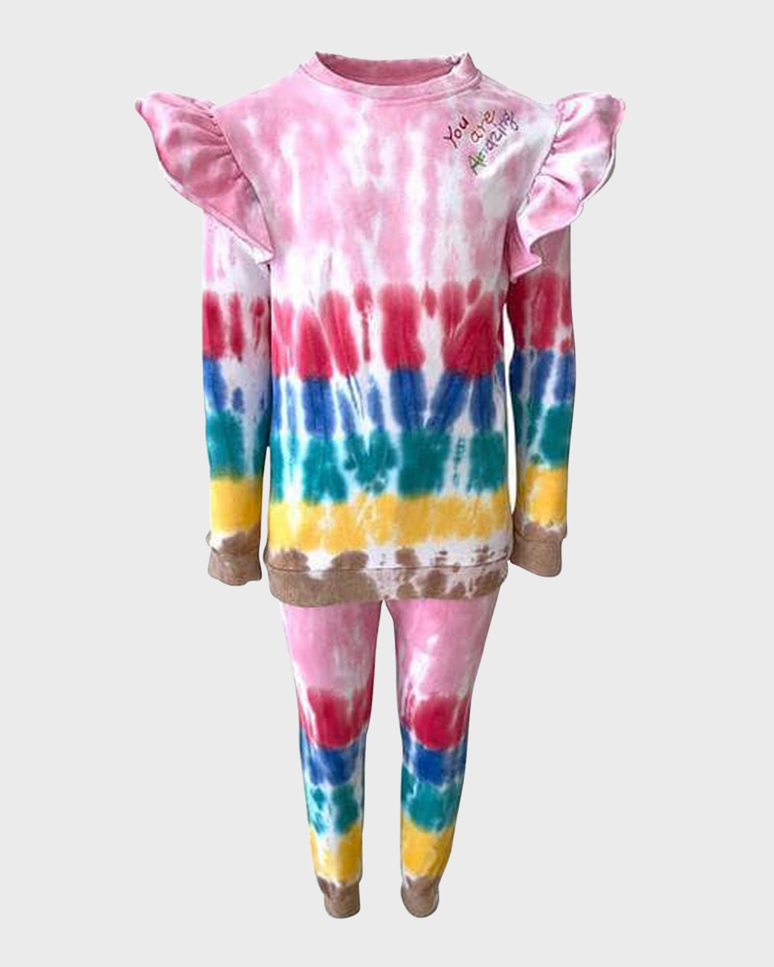 Girl's You Are Amazing Tie-Dye 2-Piece Shirt Set, Size 2-14 0