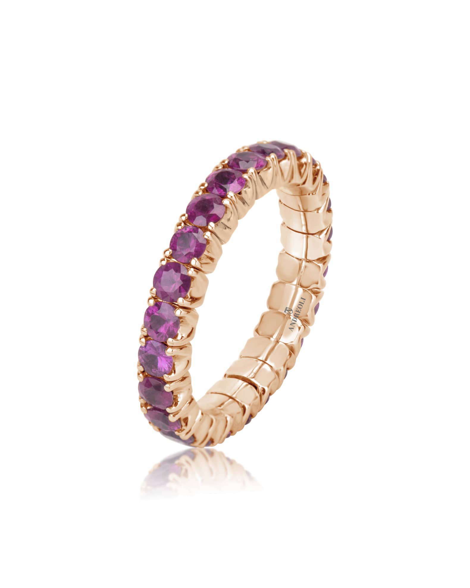 Andreoli 18K Rose Gold Ruby Stretch Eternity Band Size 7 Neiman Marcus