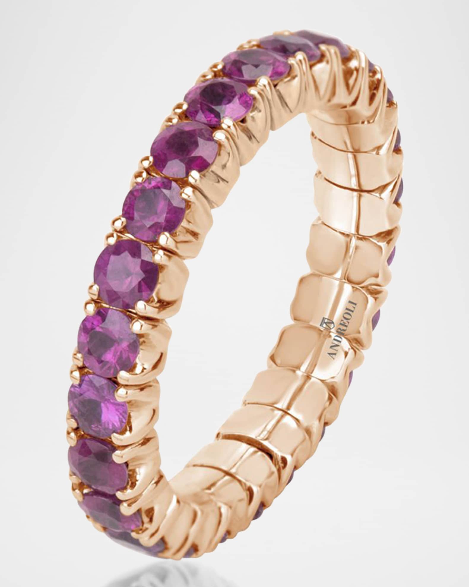 Andreoli 18K Rose Gold Ruby Stretch Eternity Band Size 7 Neiman Marcus