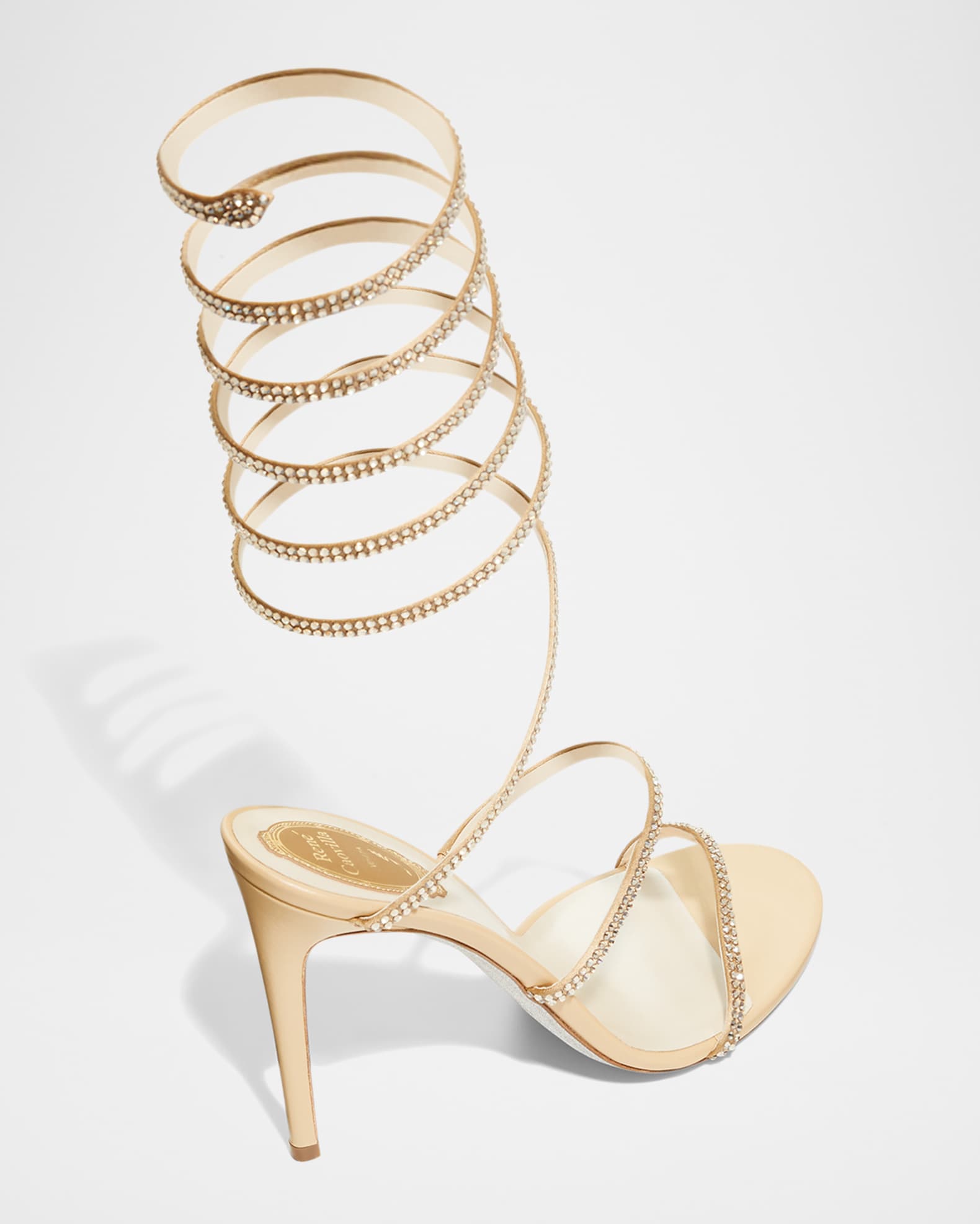 Rene Caovilla Crystal Snake Ankle-Wrap Sandals | Neiman Marcus
