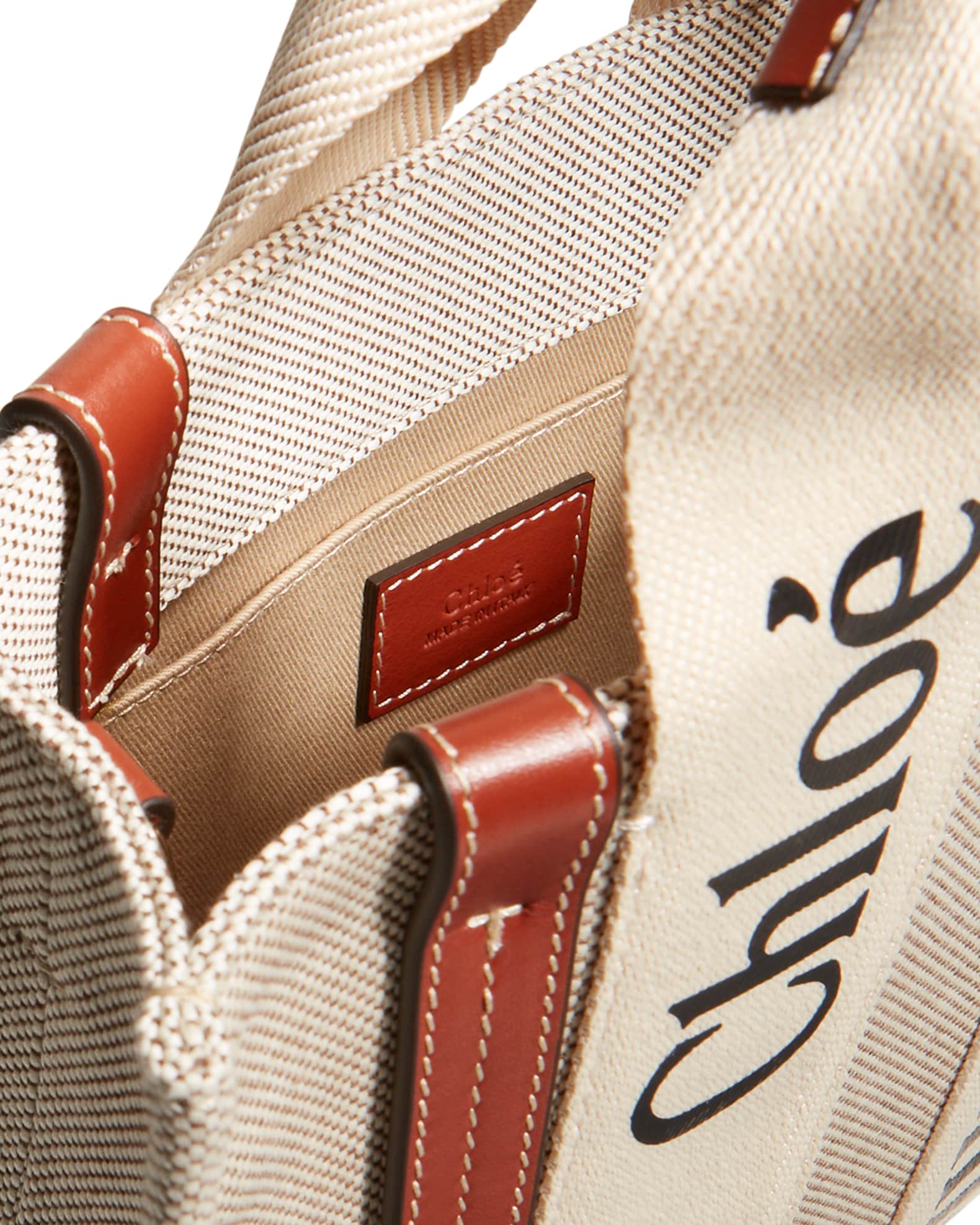 Chloe Woody Small Canvas Tote Crossbody Bag Neiman Marcus