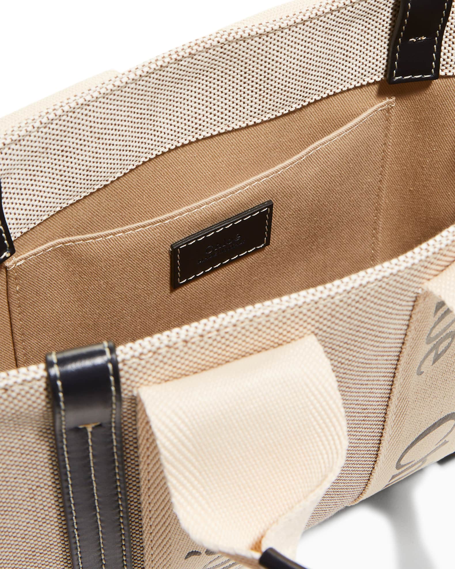 Chloe Woody Small Canvas Tote Crossbody Bag Neiman Marcus