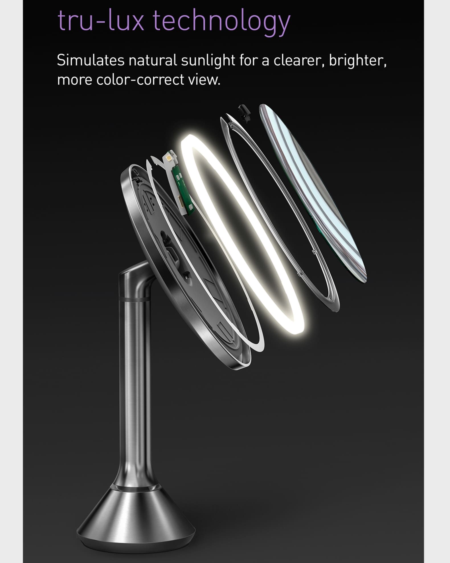 simplehuman Trio Max Sensor Makeup Mirror Brushed Neiman Marcus