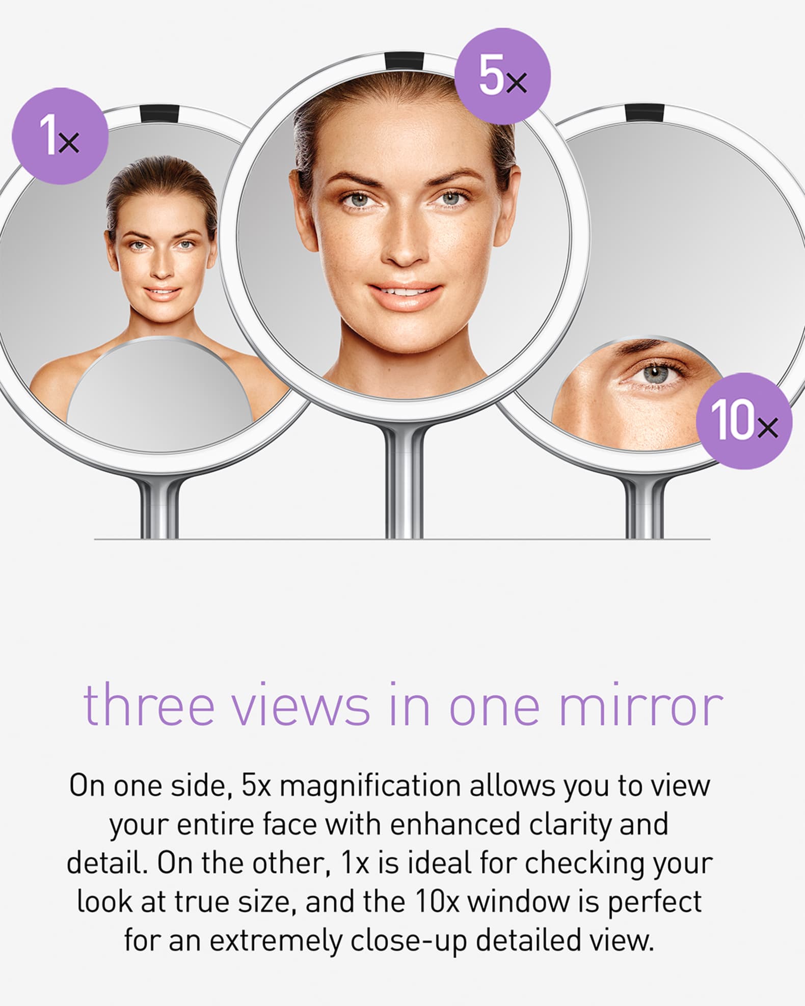 simplehuman Trio Max Sensor Makeup Mirror Brushed Neiman Marcus