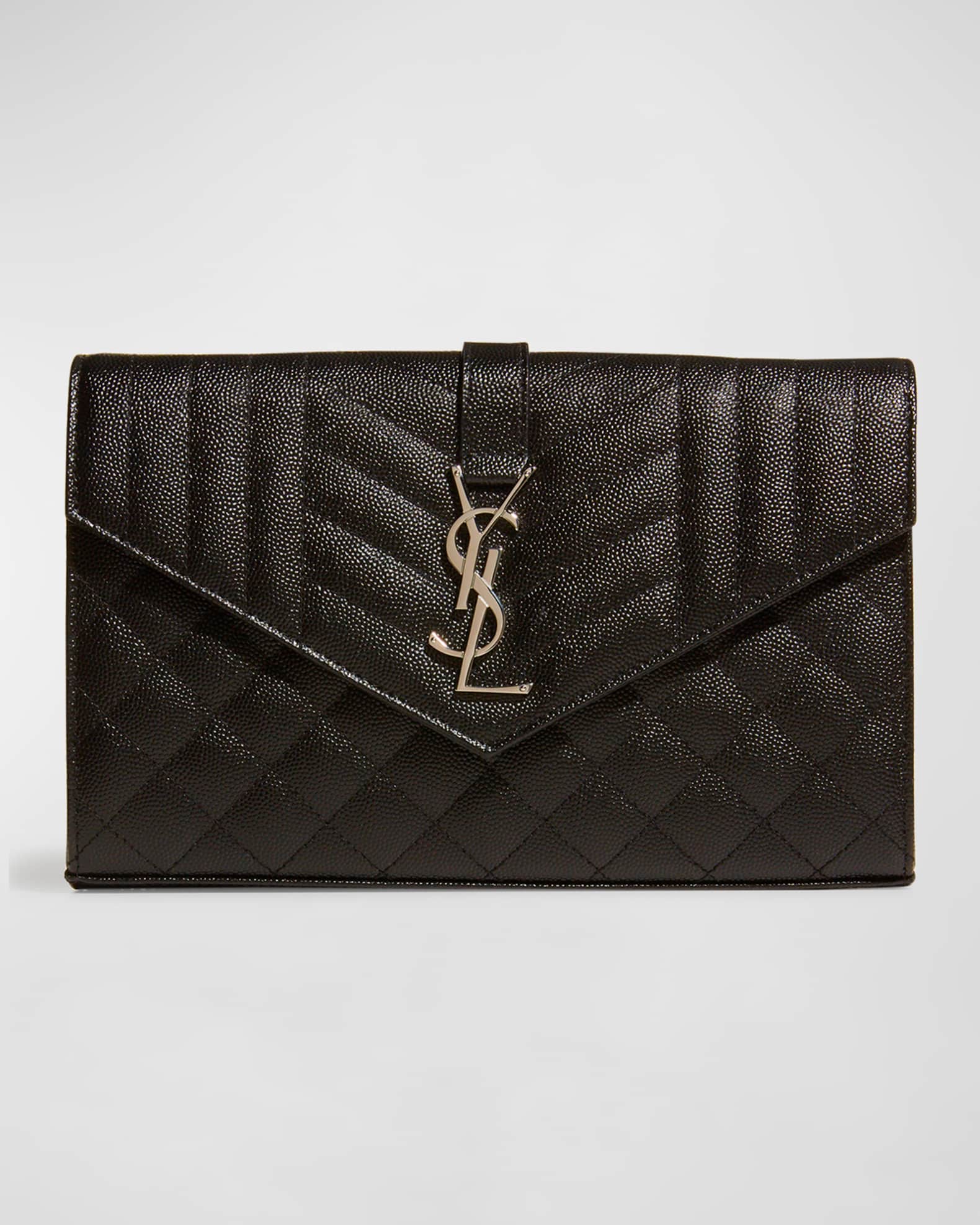 Saint Laurent Envelope Triquilt YSL Wallet on Chain in Grained Leather