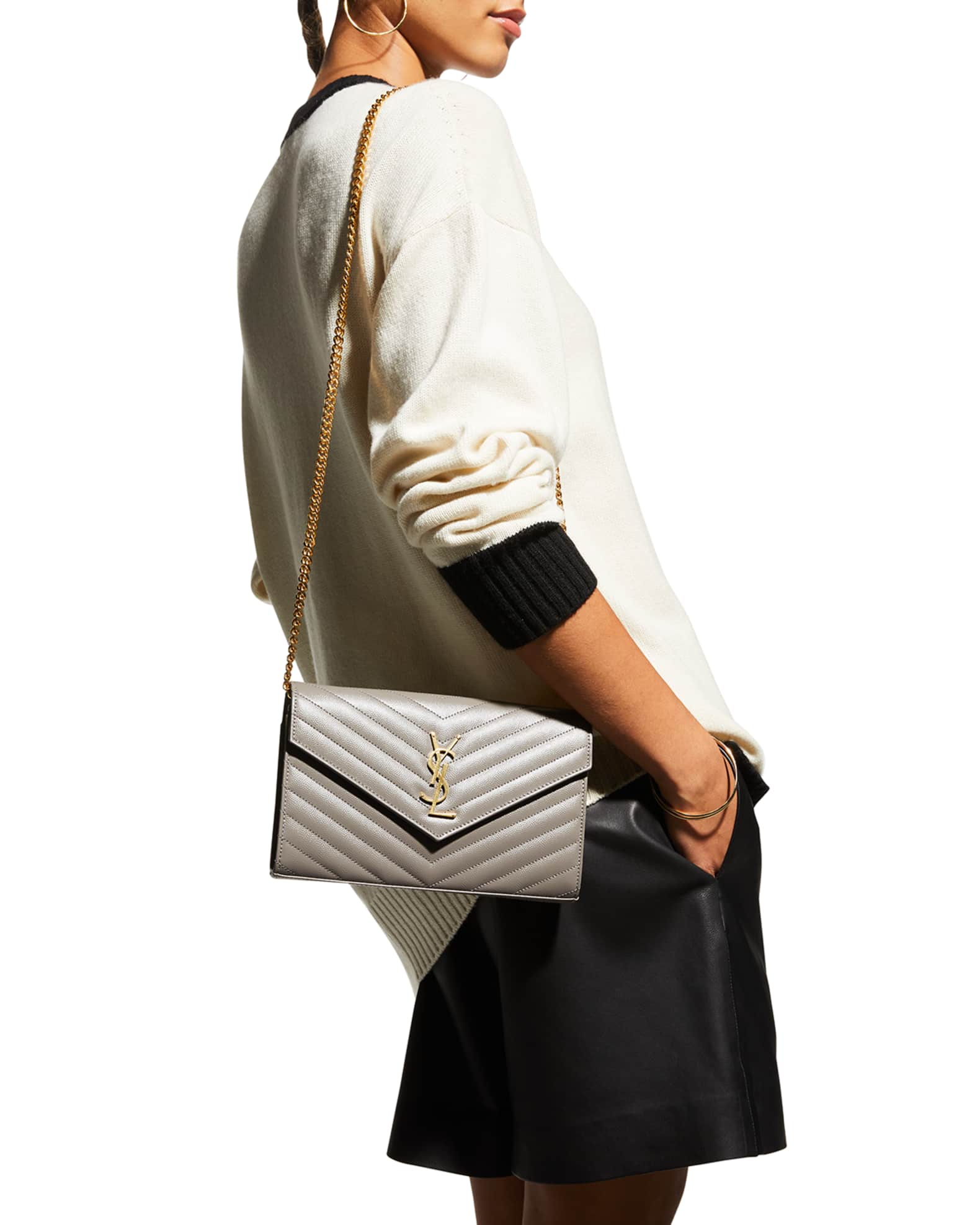 Saint Laurent YSL Envelope Flap Wallet on Chain Neiman Marcus