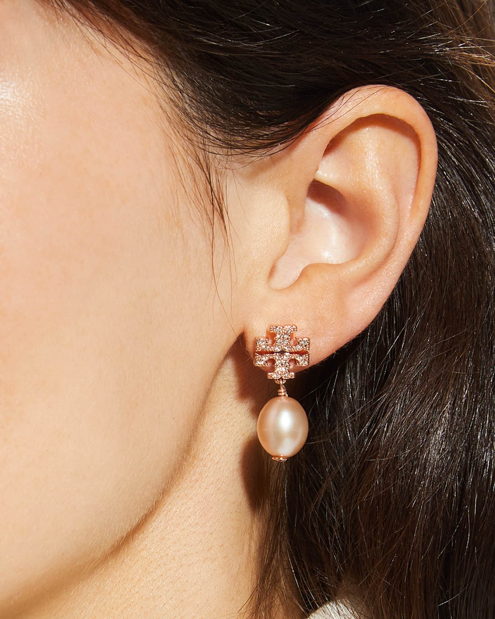Tory burch crystal pearl drop earrings cheap