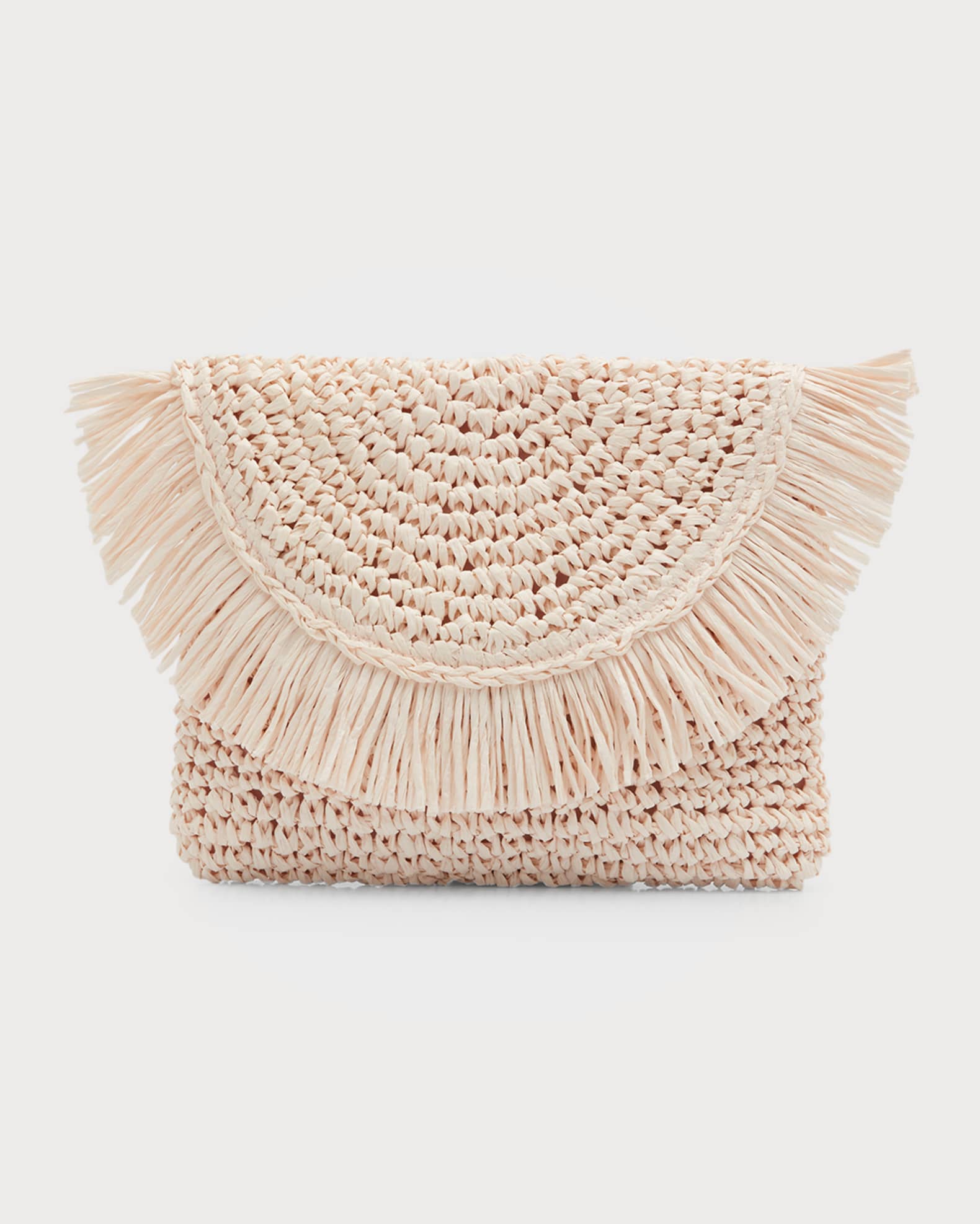 BTB Los Angeles Riley Fringe Straw Clutch Bag Neiman Marcus