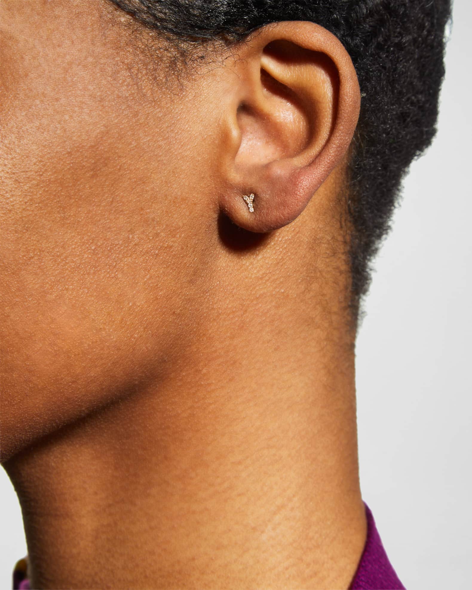 White Sapphire Initial Stud Earring, Single 1