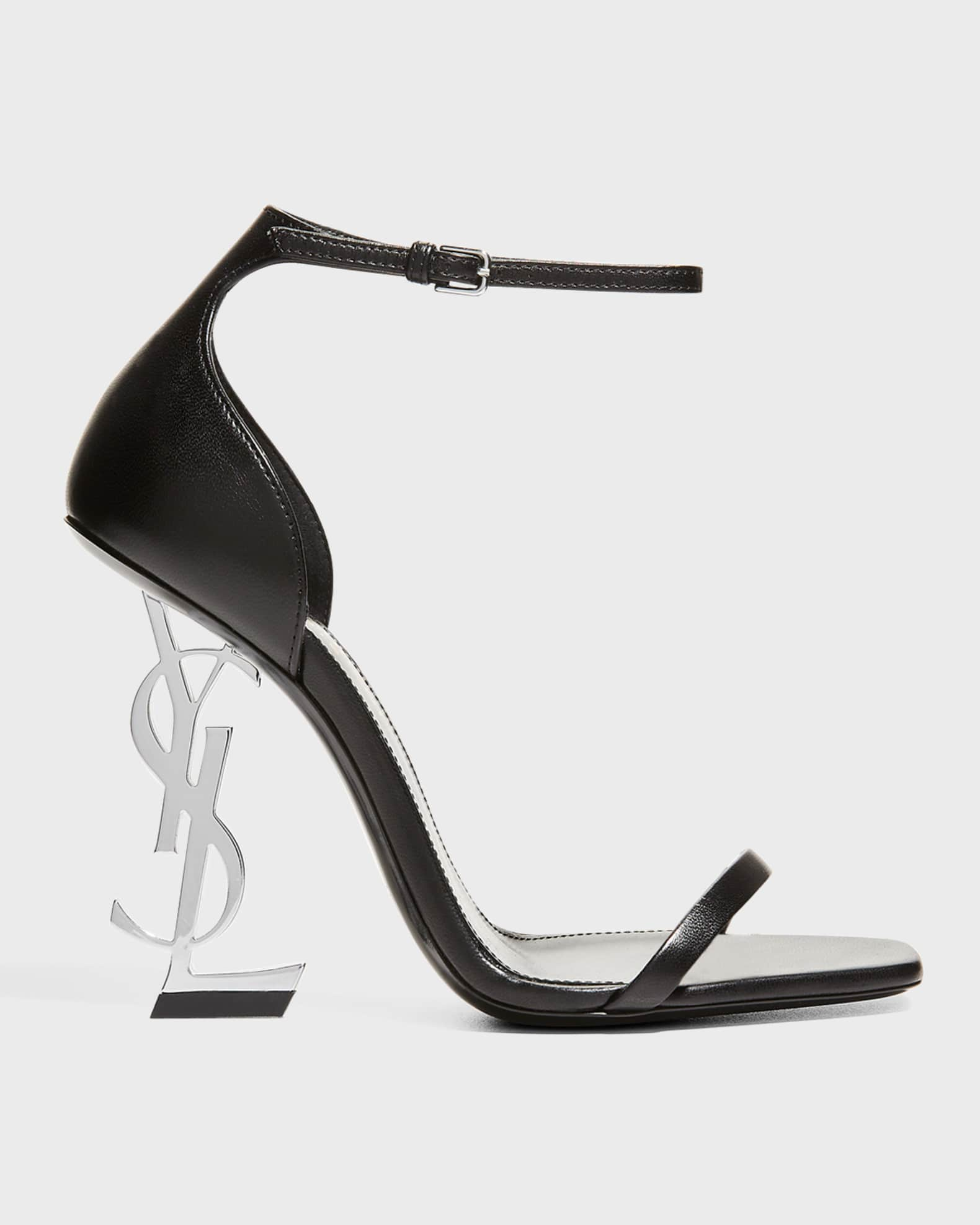 Saint Laurent Opyum YSL Logo-Heel Sandals with Golden Hardware