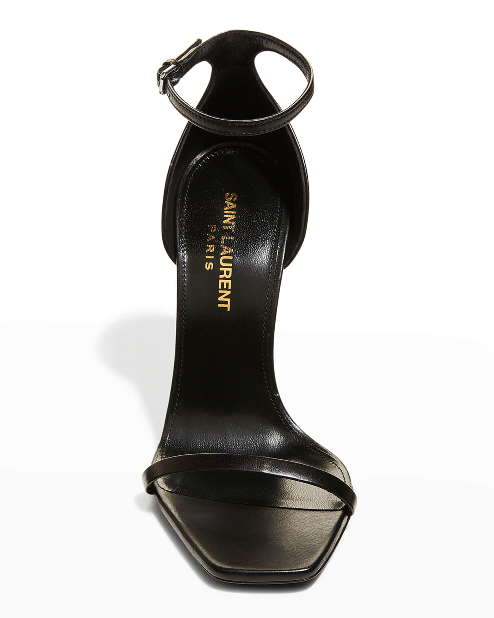 Saint Laurent Opyum YSL Leather Stiletto Sandals | Neiman Marcus