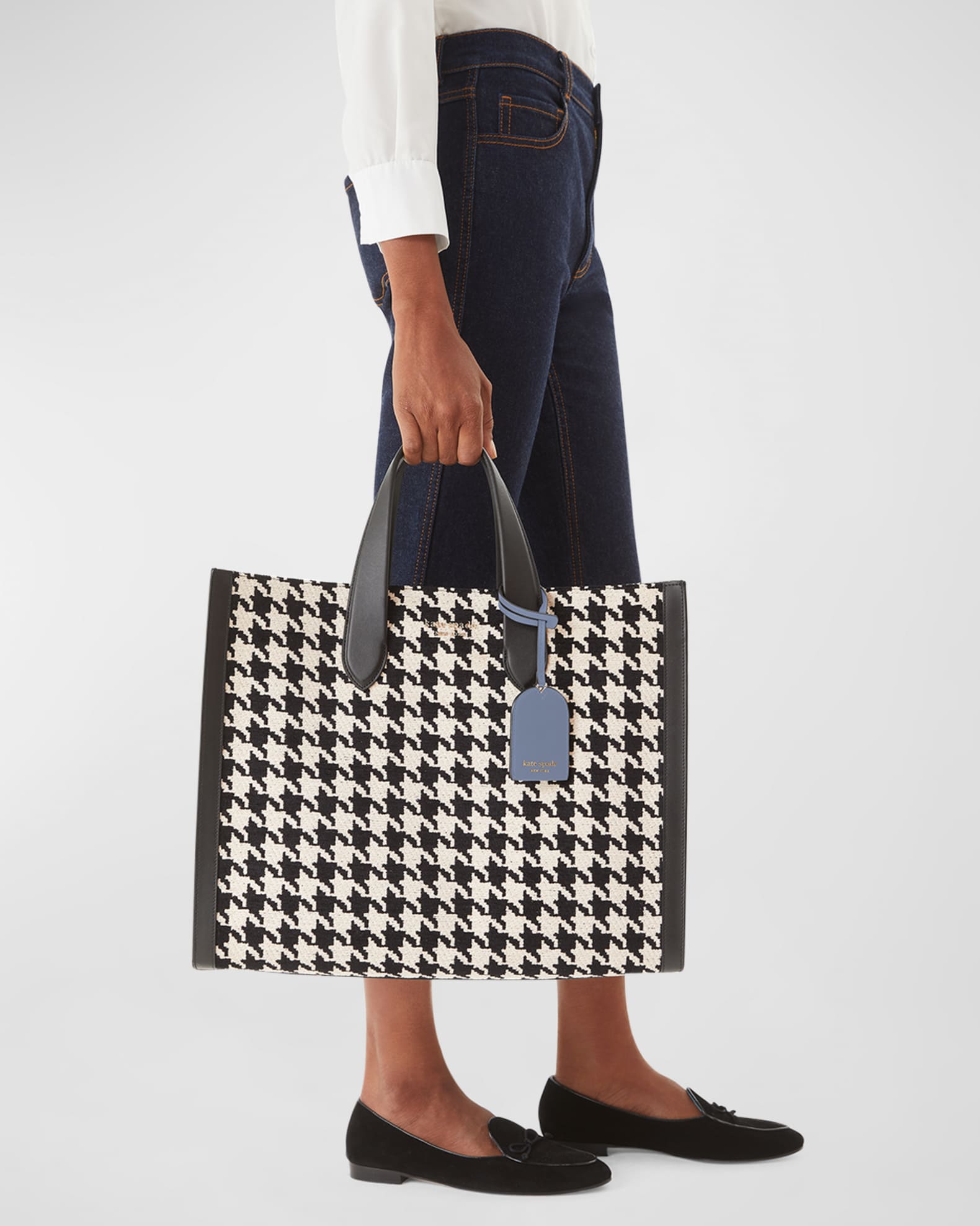 kate spade new york large houndstooth tote bag Neiman Marcus