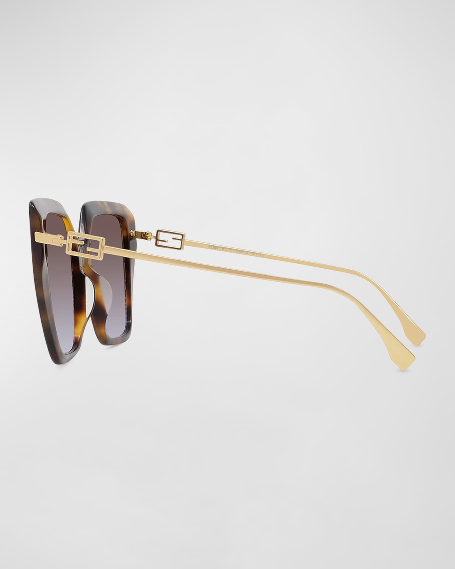 Fendi Acetate/Metal Butterfly Sunglasses, Black | Neiman Marcus
