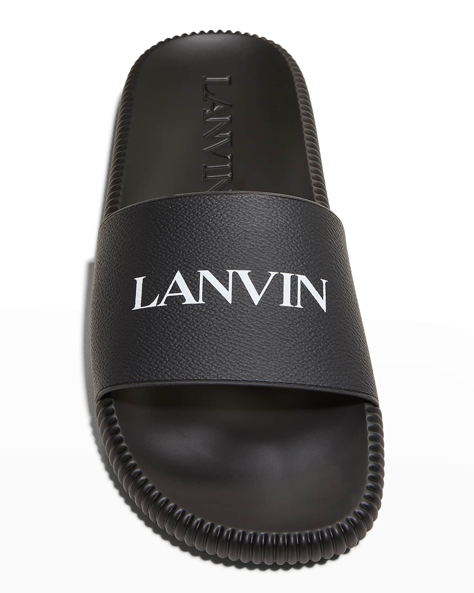 Dekan hjælpeløshed Accord Lanvin Men's Logo Leather Slide Sandals | Neiman Marcus