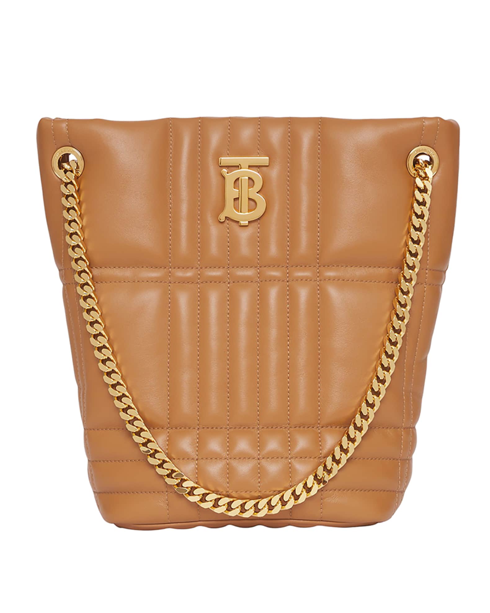 Burberry Lola TB Check Quilted Chain Bucket Bag | Neiman Marcus