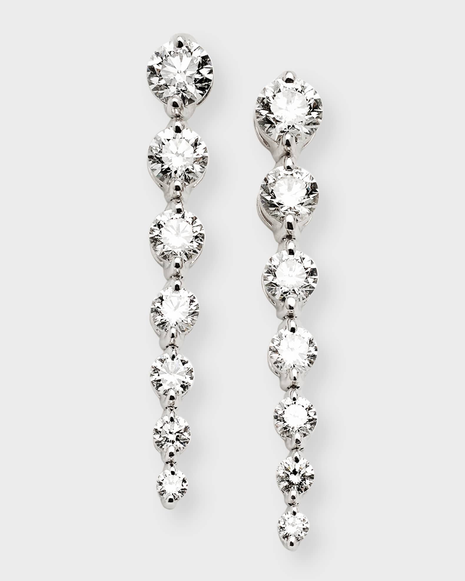 Neiman Marcus Diamonds 18K White Gold Graduated Diamond Drop Earrings 4.5tcw 1.5 L 0.25 W Neiman Marcus