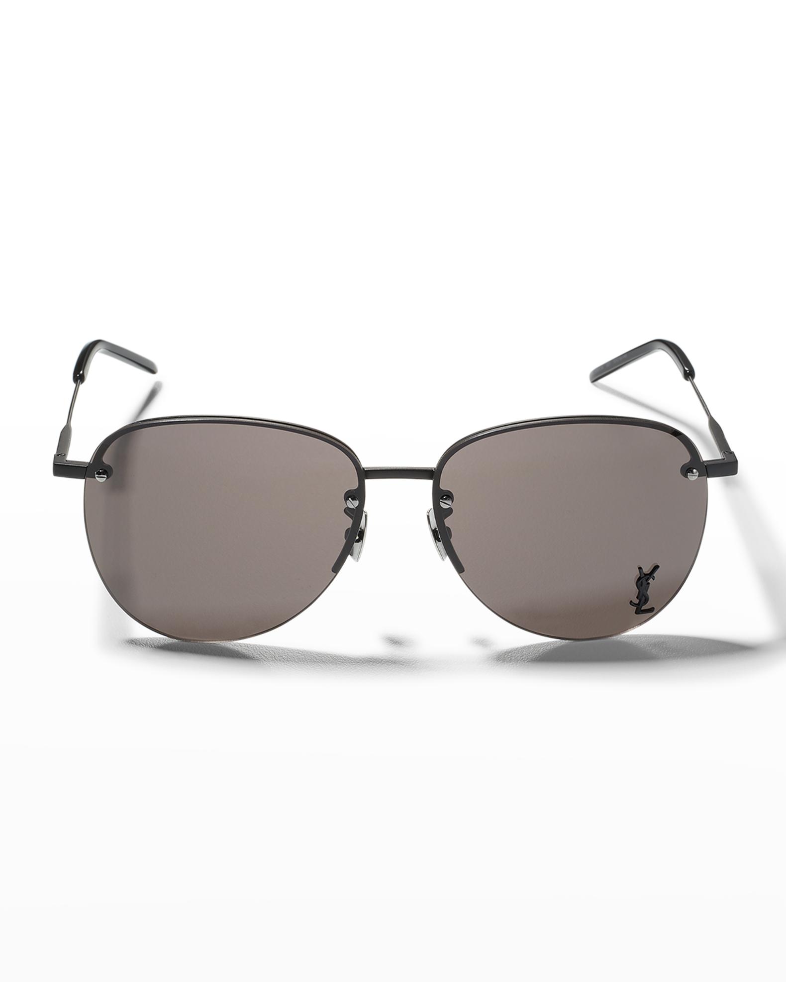 Authentic YSL Rimless Aviator Sunglasses with Monogram Lens Logo & Case Saint Laurent Aviator Classic 11M Sunglasses Gold 1839845  main image 2