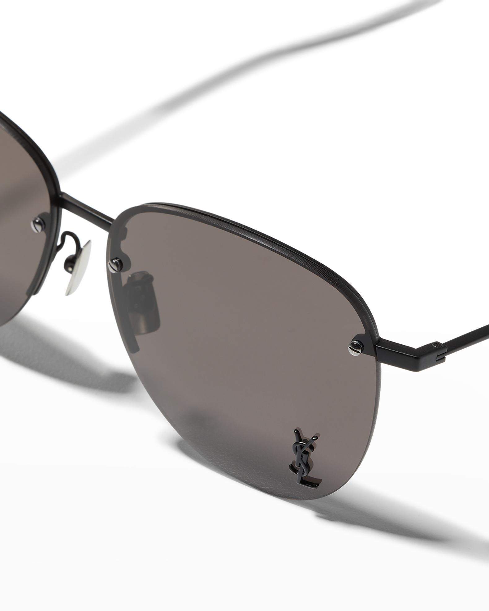 Saint Laurent YSL Semi-Rimless Metal Aviator Sunglasses  display picture 2