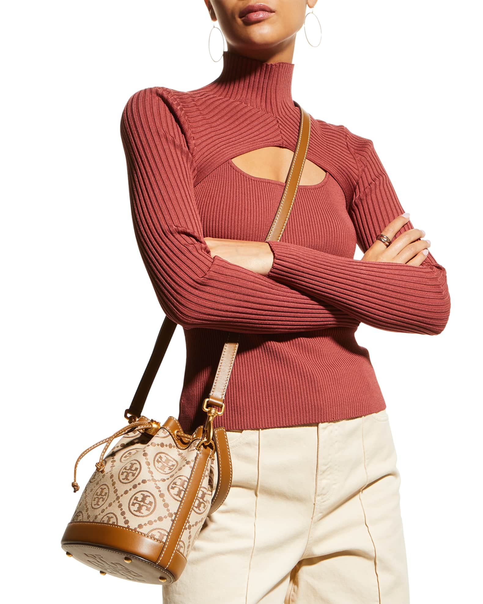 T monogram jacquard bucket bag hotsell