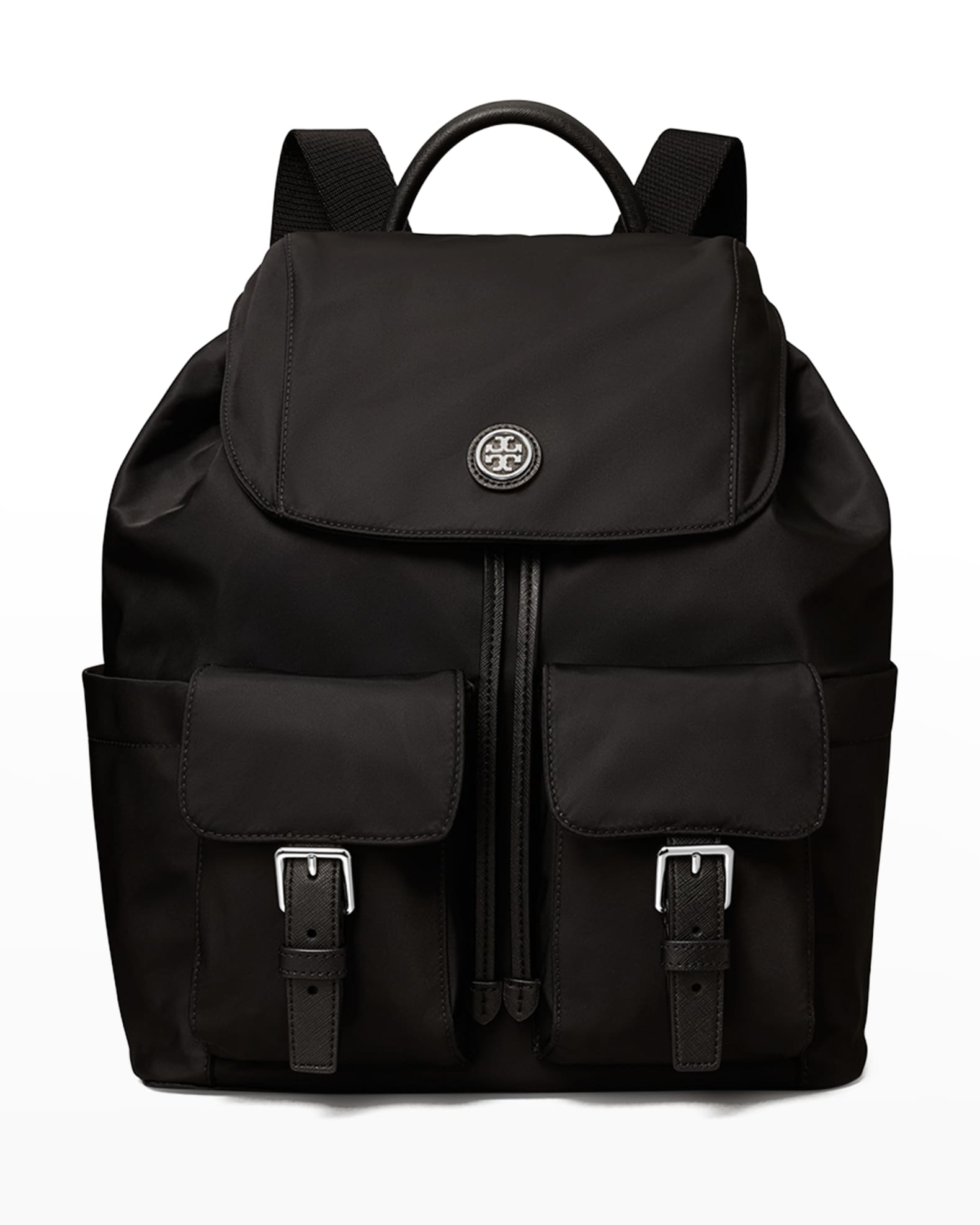 Tory Burch Flap Nylon Drawstring Backpack | Neiman Marcus