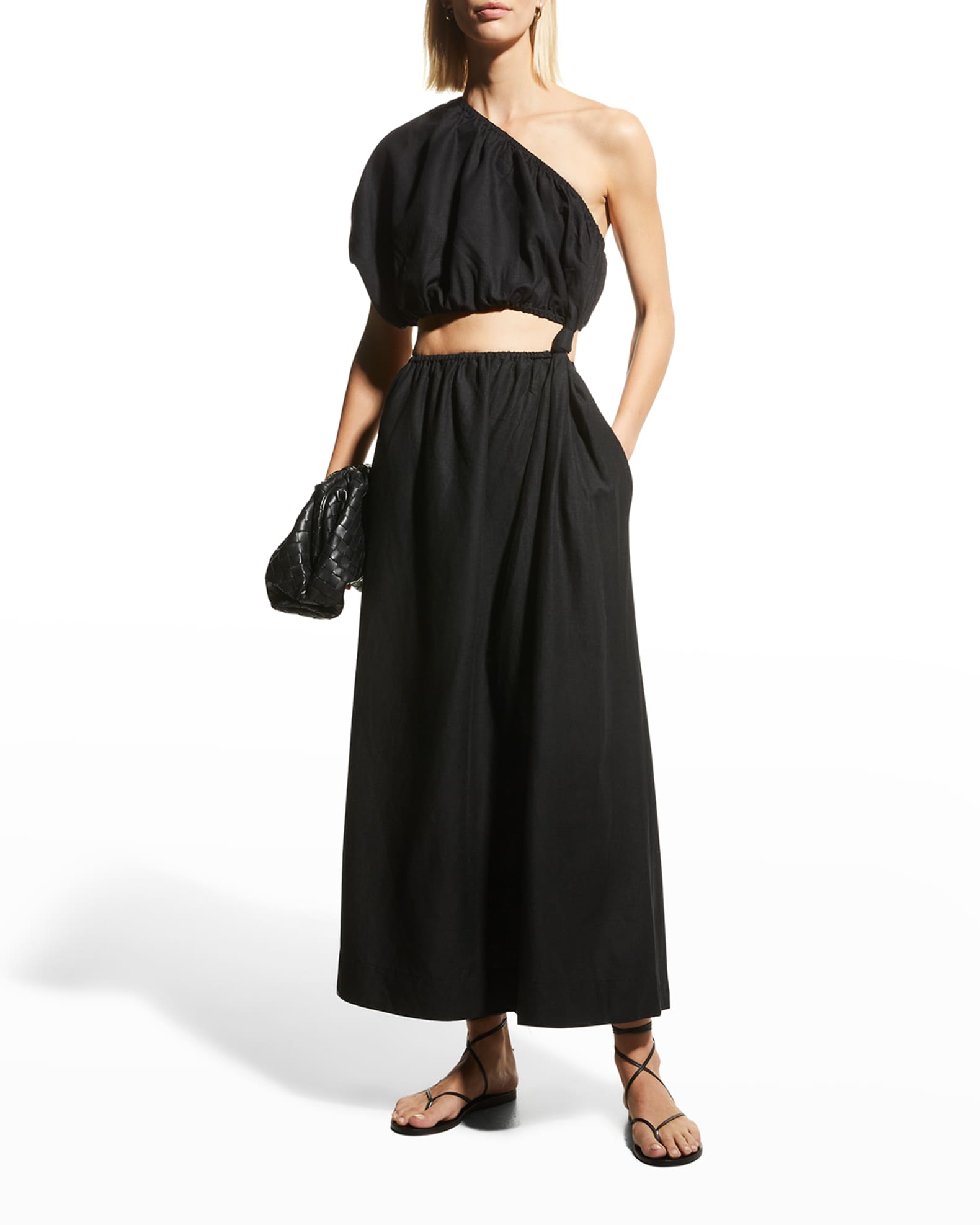 Farm Rio One-Shoulder Asymmetric Cutout Dress | Neiman Marcus