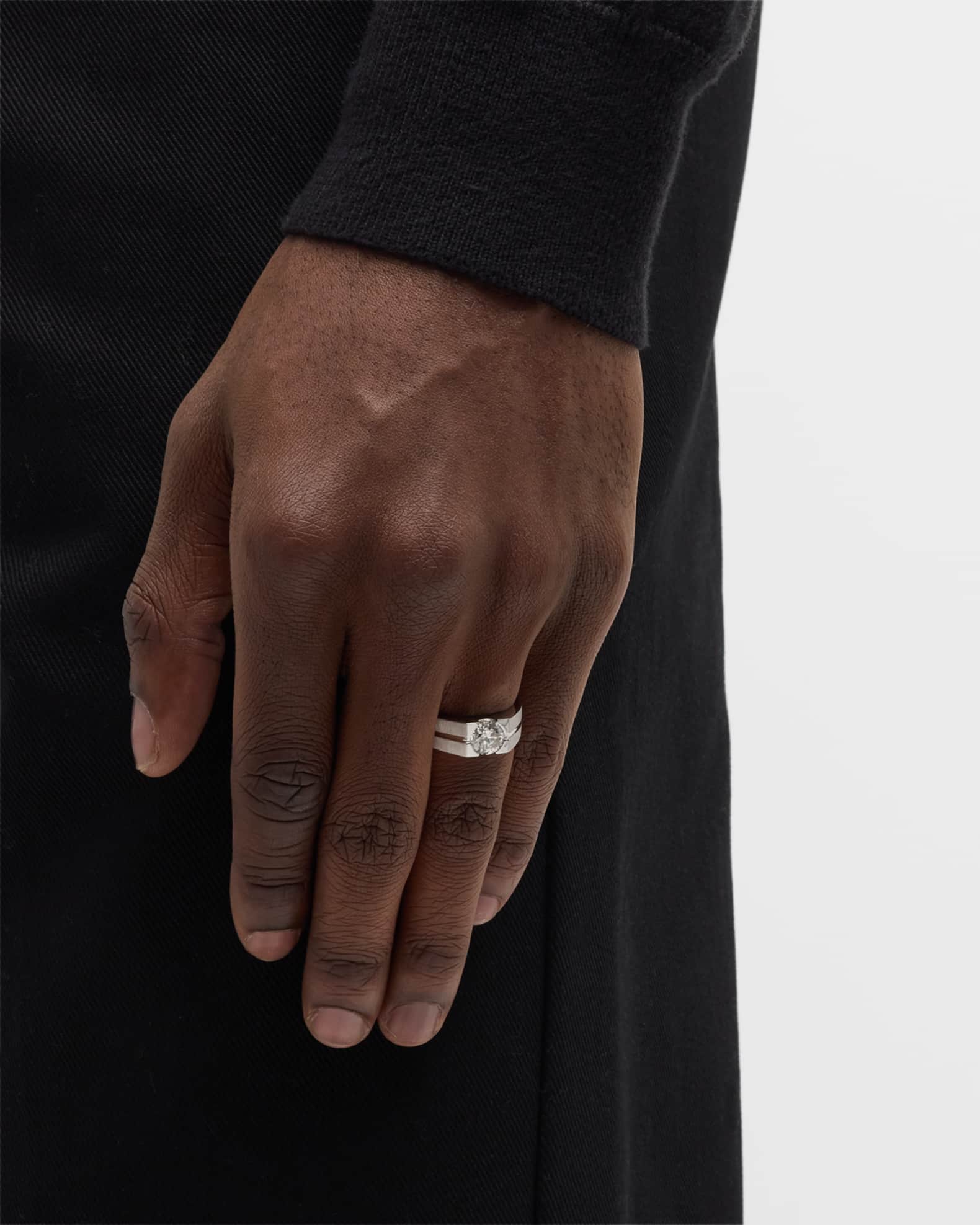 Men's 18k White Gold Round Diamond Solitaire Ring, Size 9.5, 1.50tcw 1