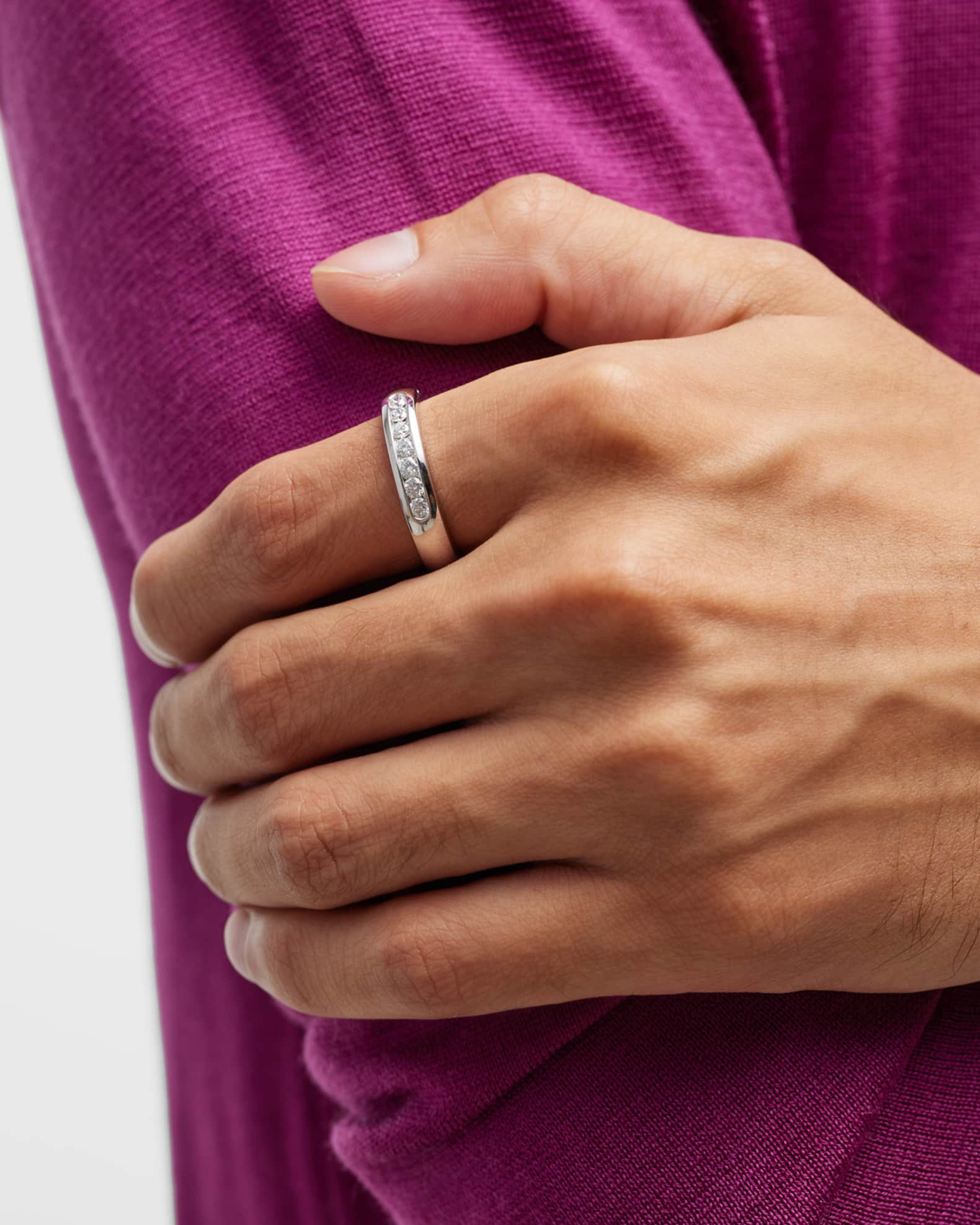 Neiman Marcus Diamonds Men s 18k White Gold Round Diamond Ring Size 10 0.52tcw Neiman Marcus