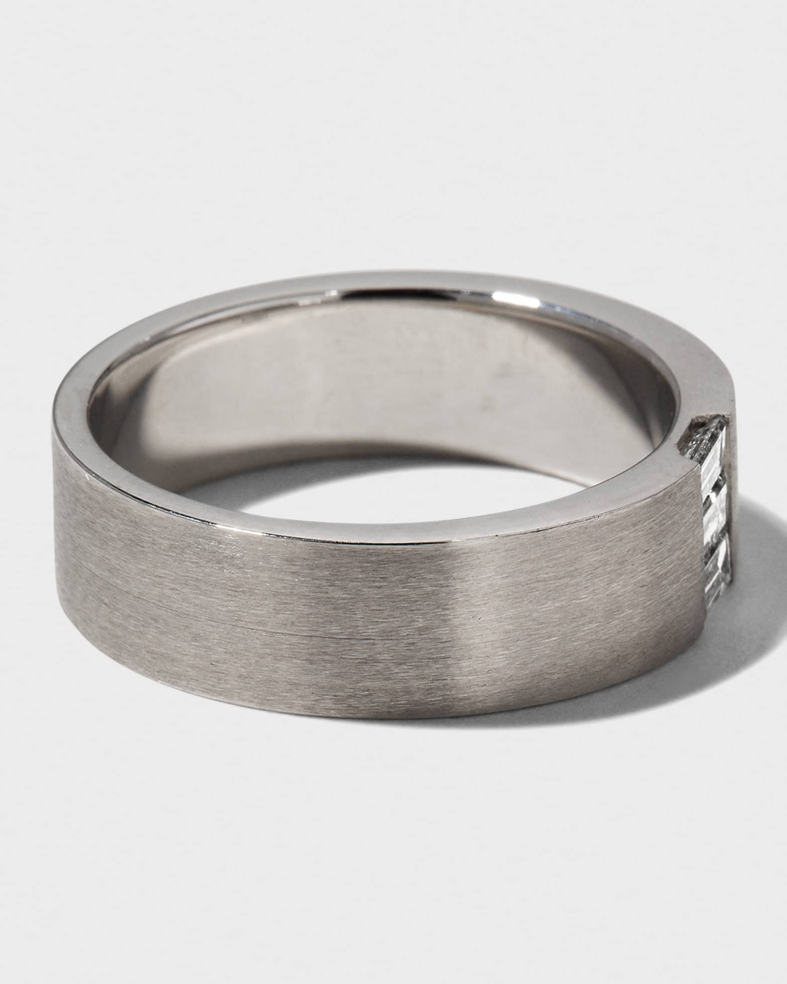 Men s 18k White Gold 3 Diamond Baguette Ring Size 10 0.42tcw
