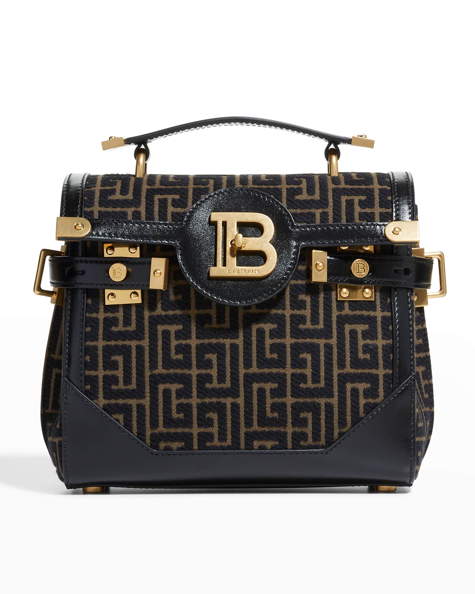 Balmain BBuzz 23 Monogram Jacquard Satchel Bag | Neiman Marcus