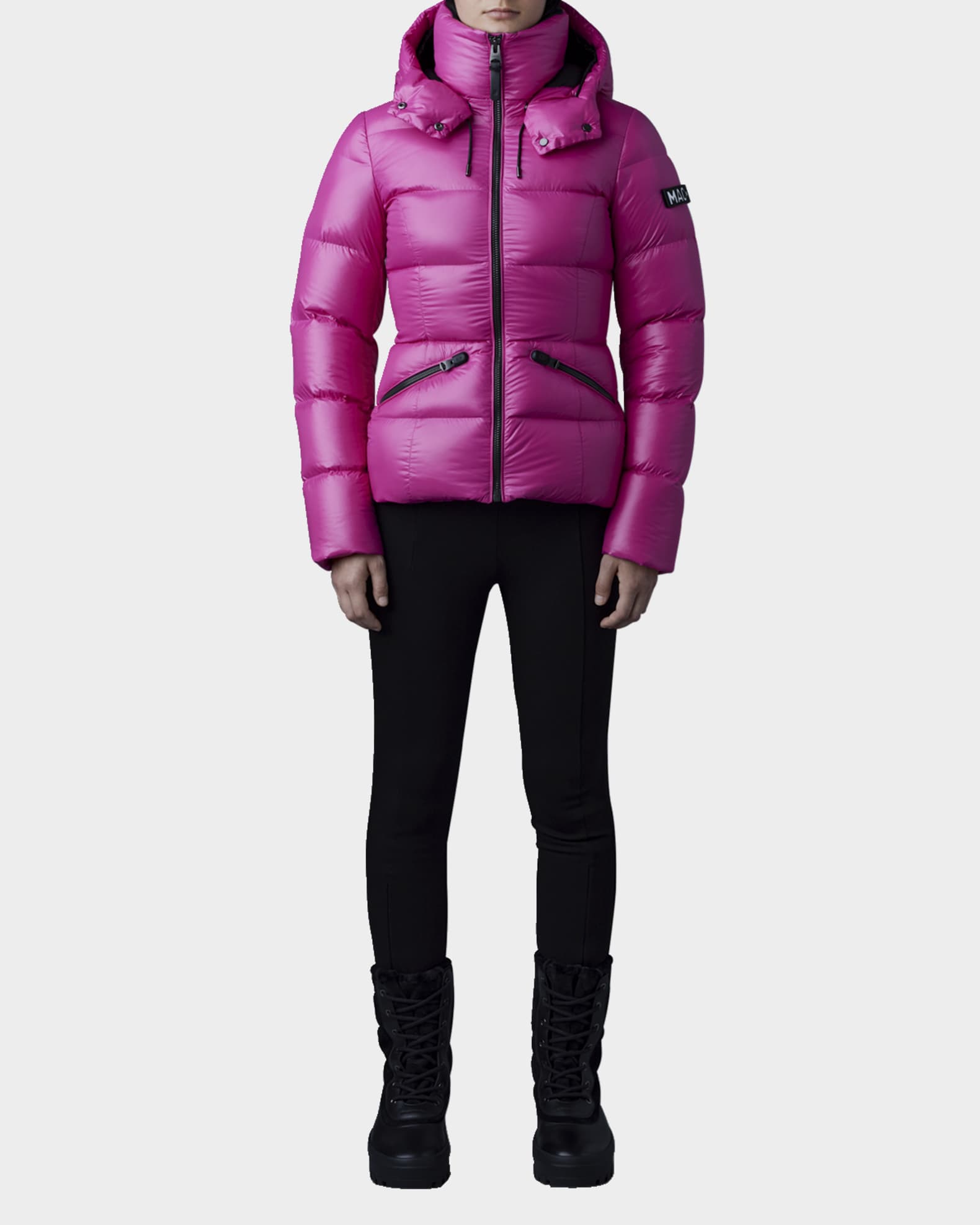 Mackage Madalyn Lustrous Light Down Jacket with Hood Neiman Marcus