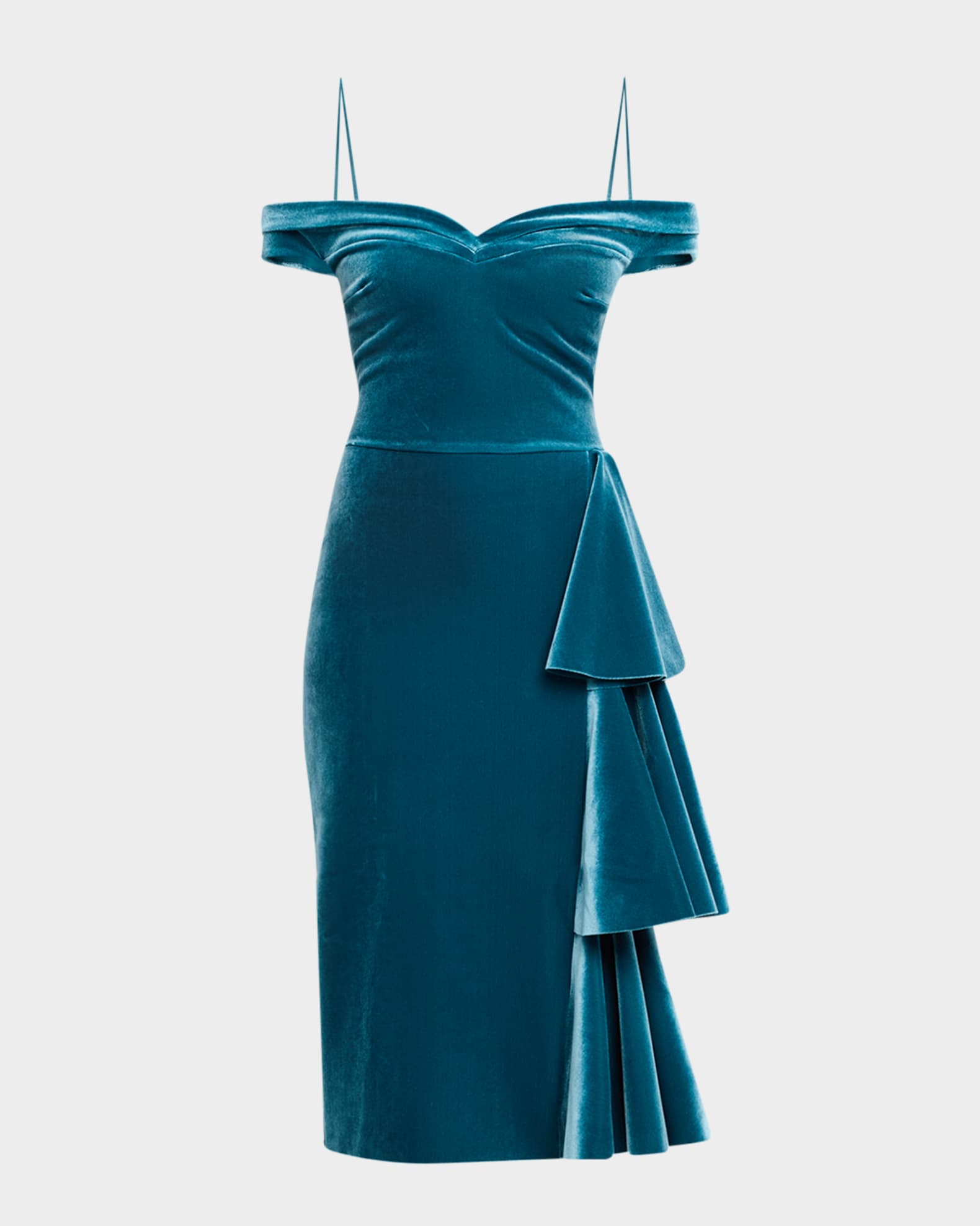 Willa Off Shoulder Side Drape Velvet Dress