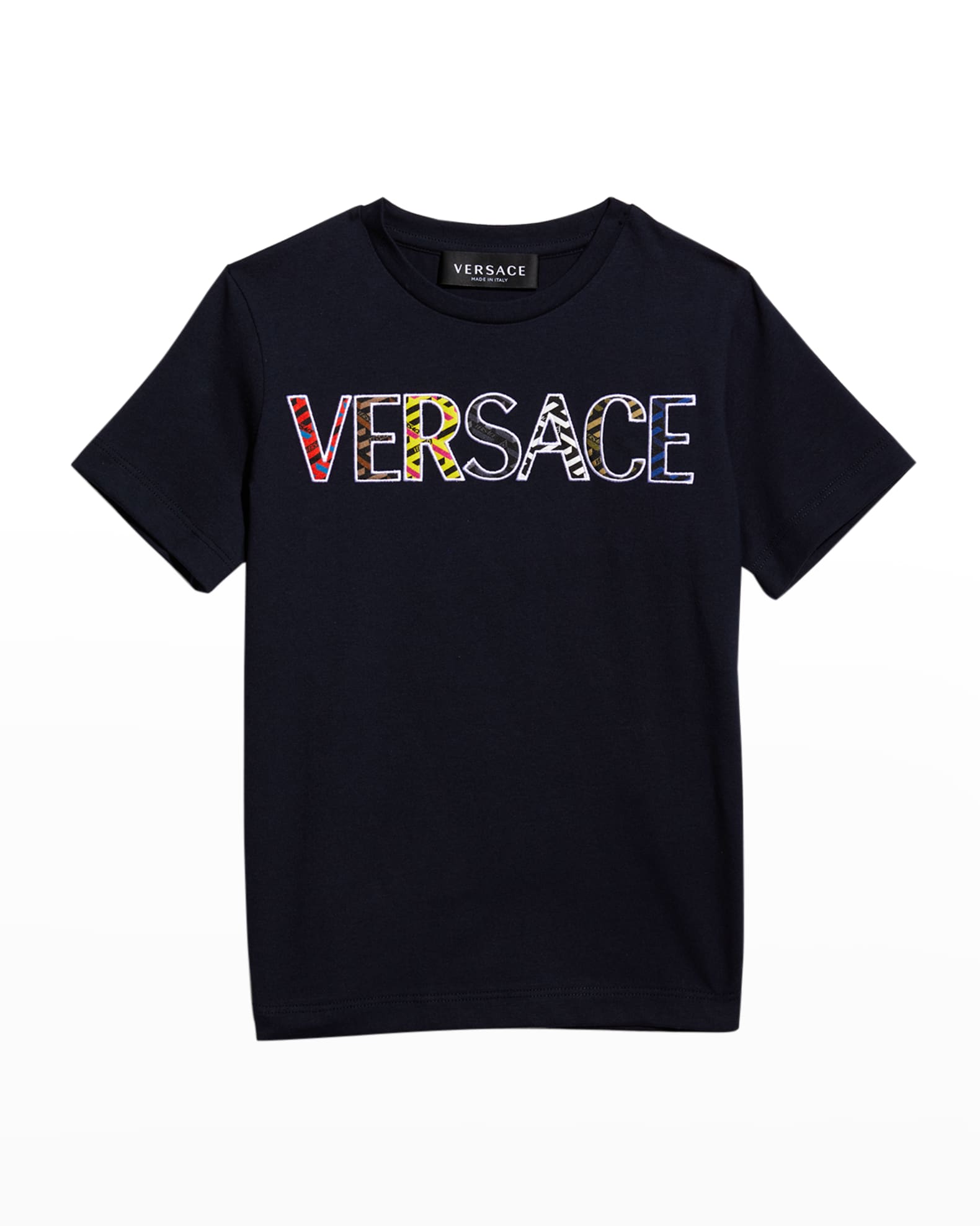 Versace Boys' Multi Fabric Versace Applique Short-Sleeve T-Shirt, Size ...