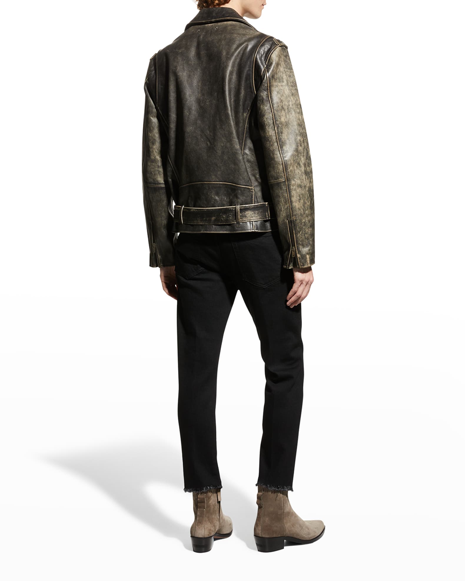 Men s Moto Distressed Leather Jacket