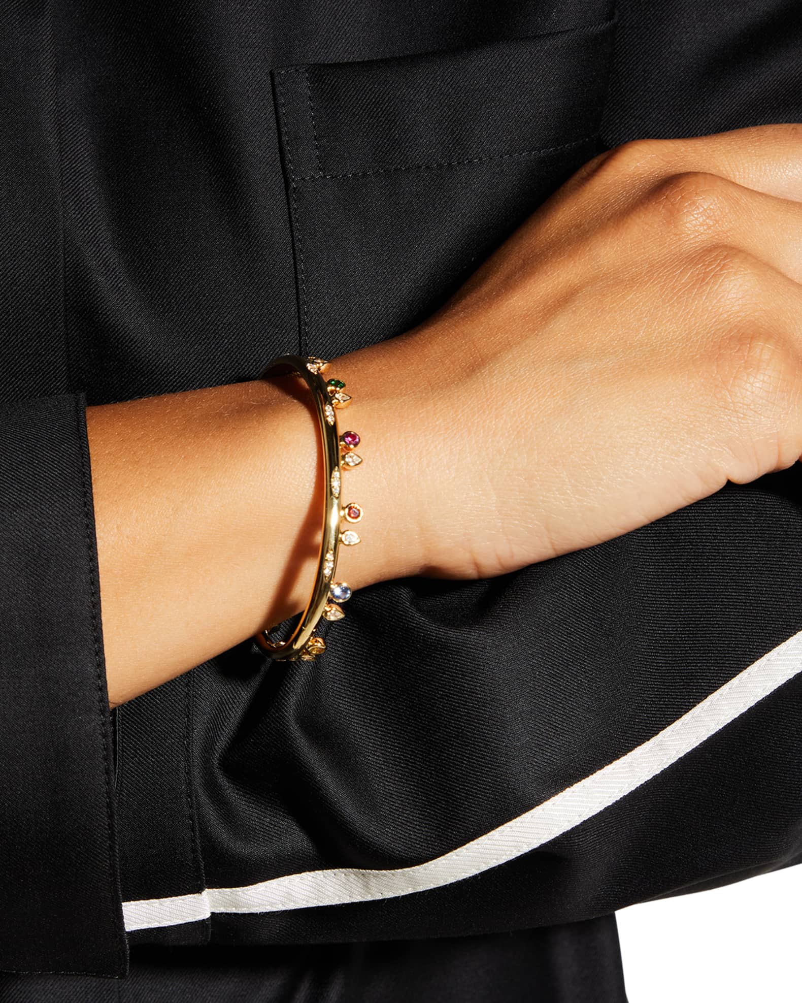 18k Yellow Gold Candy Bangle with Multicolor Sapphires, 17cm 1