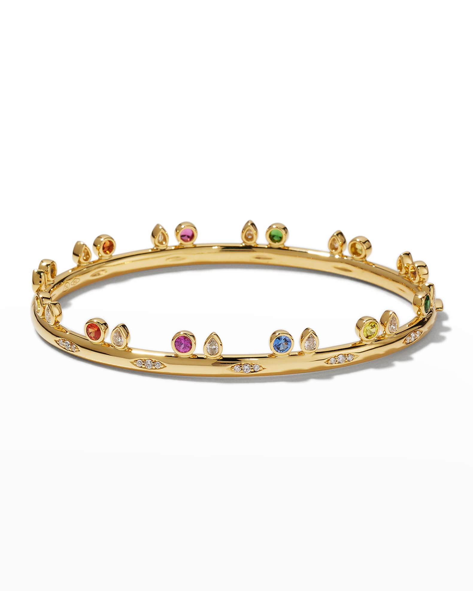 18k Yellow Gold Candy Bangle with Multicolor Sapphires, 17cm 0