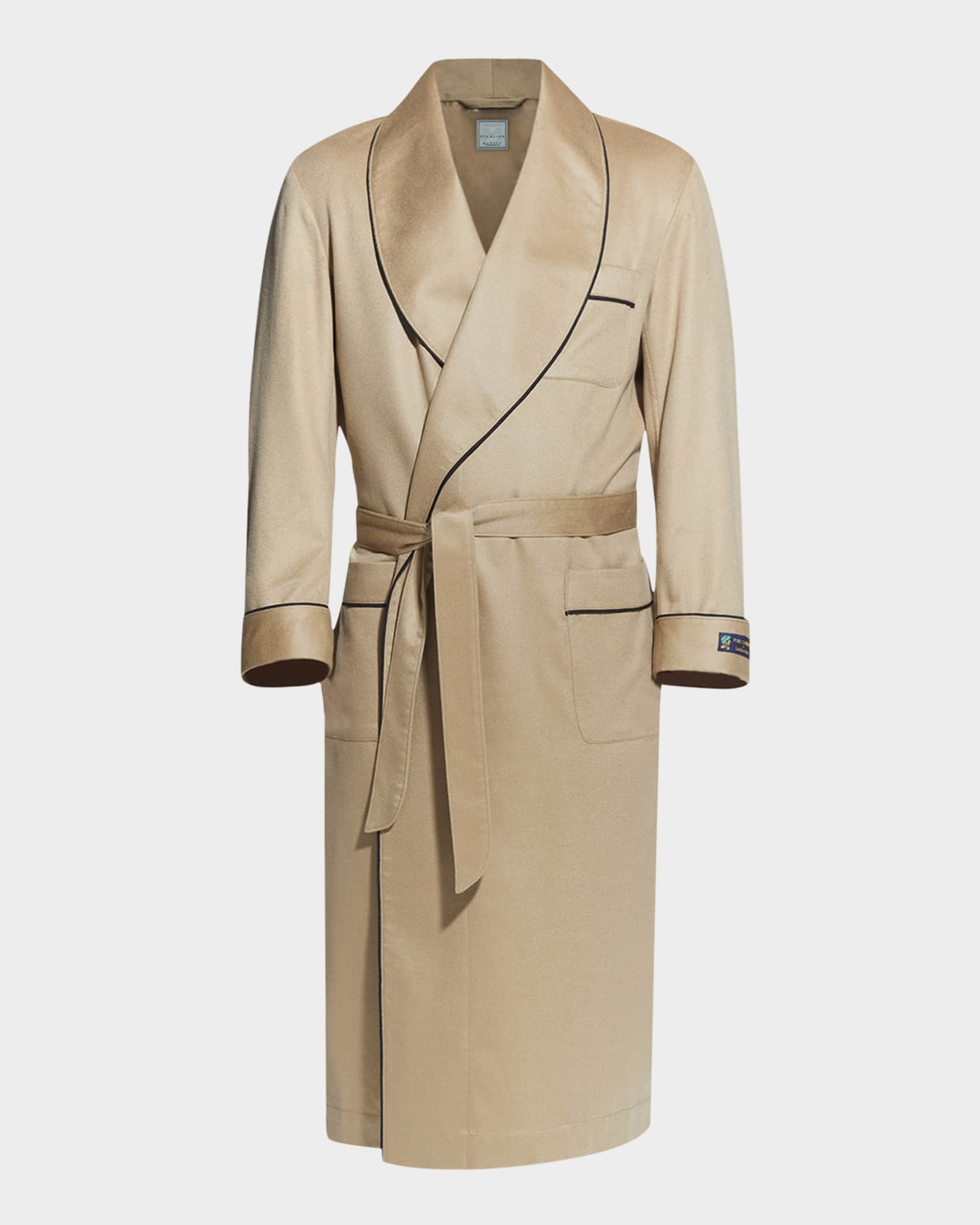 Men's Cashmere Braid-Trim Shawl Robe 0
