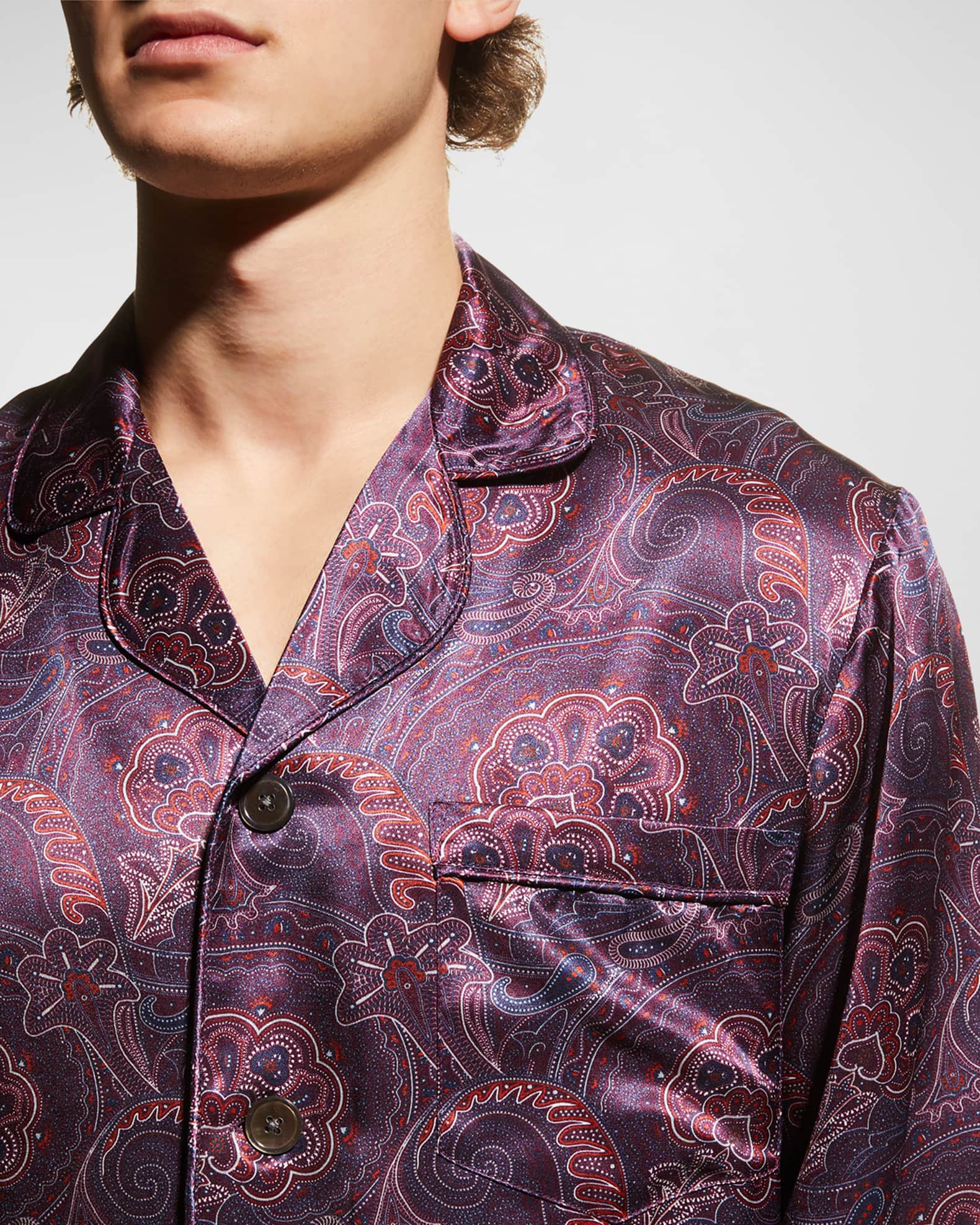 Paisley mens silk pajamas 2025