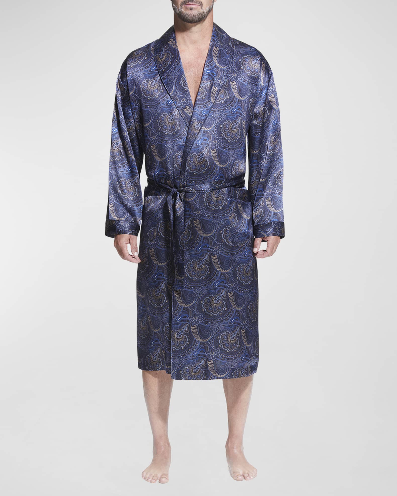 Majestic International Men's Silk Paisley Shawl Robe Neiman Marcus