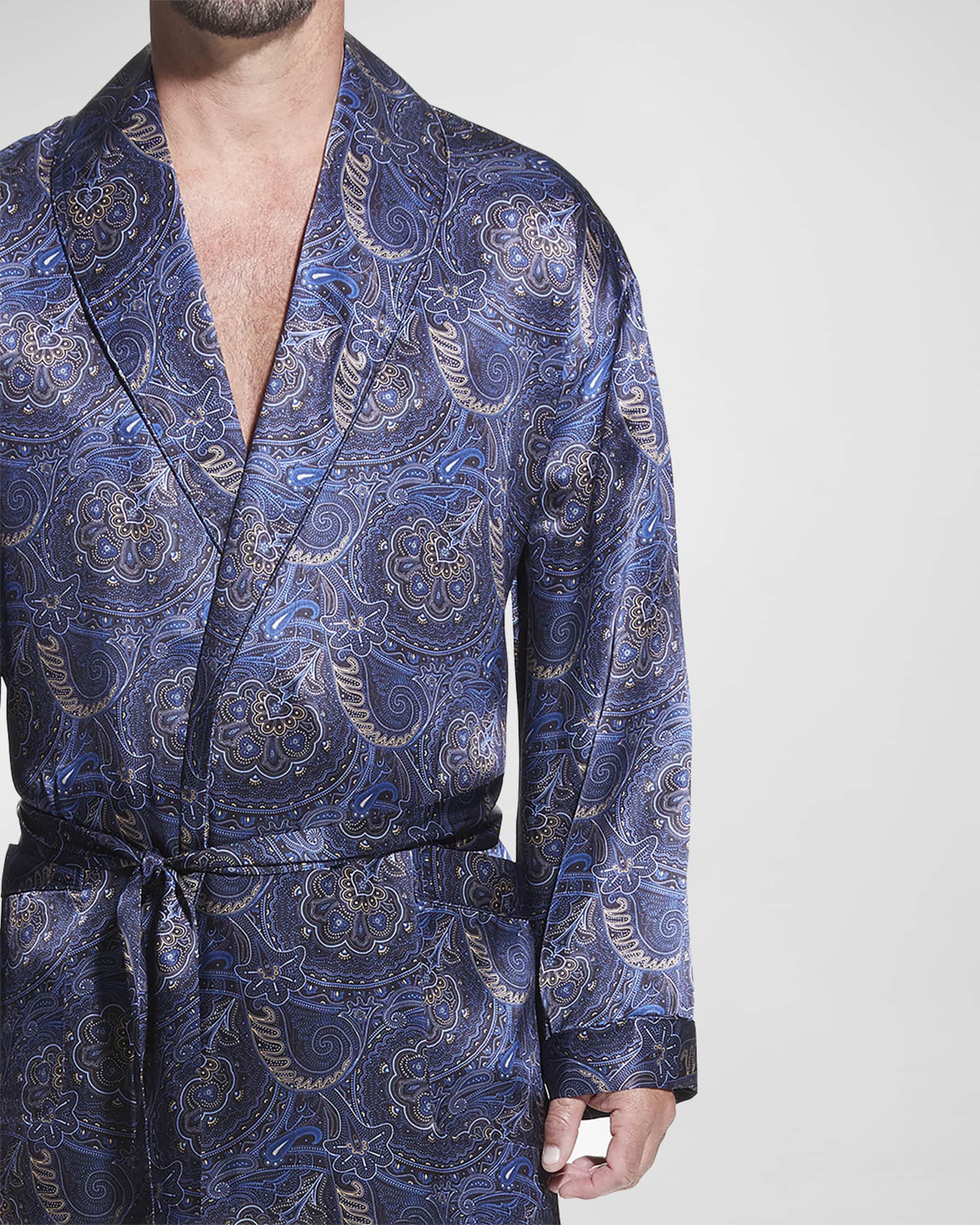 Majestic International Men's Silk Paisley Shawl Robe Neiman Marcus