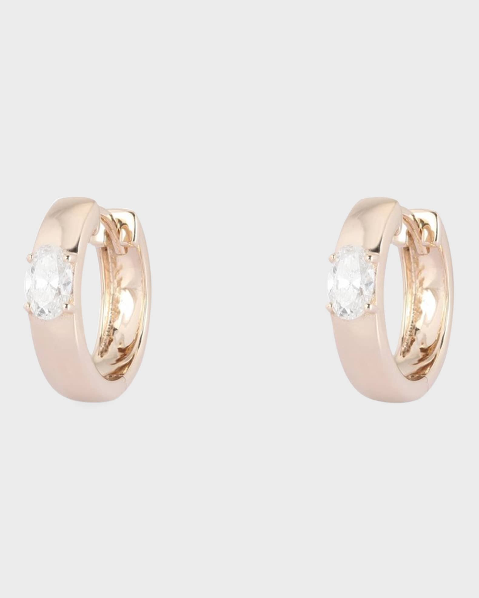 Oval Diamond Earrings in 14k Yellow Gold 0