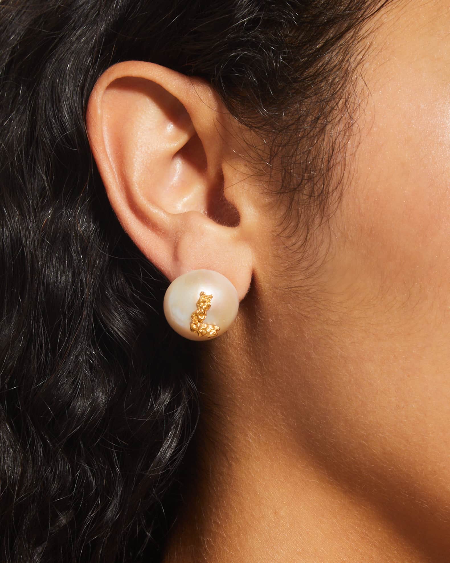 Mabé Pearl Initial Earrings