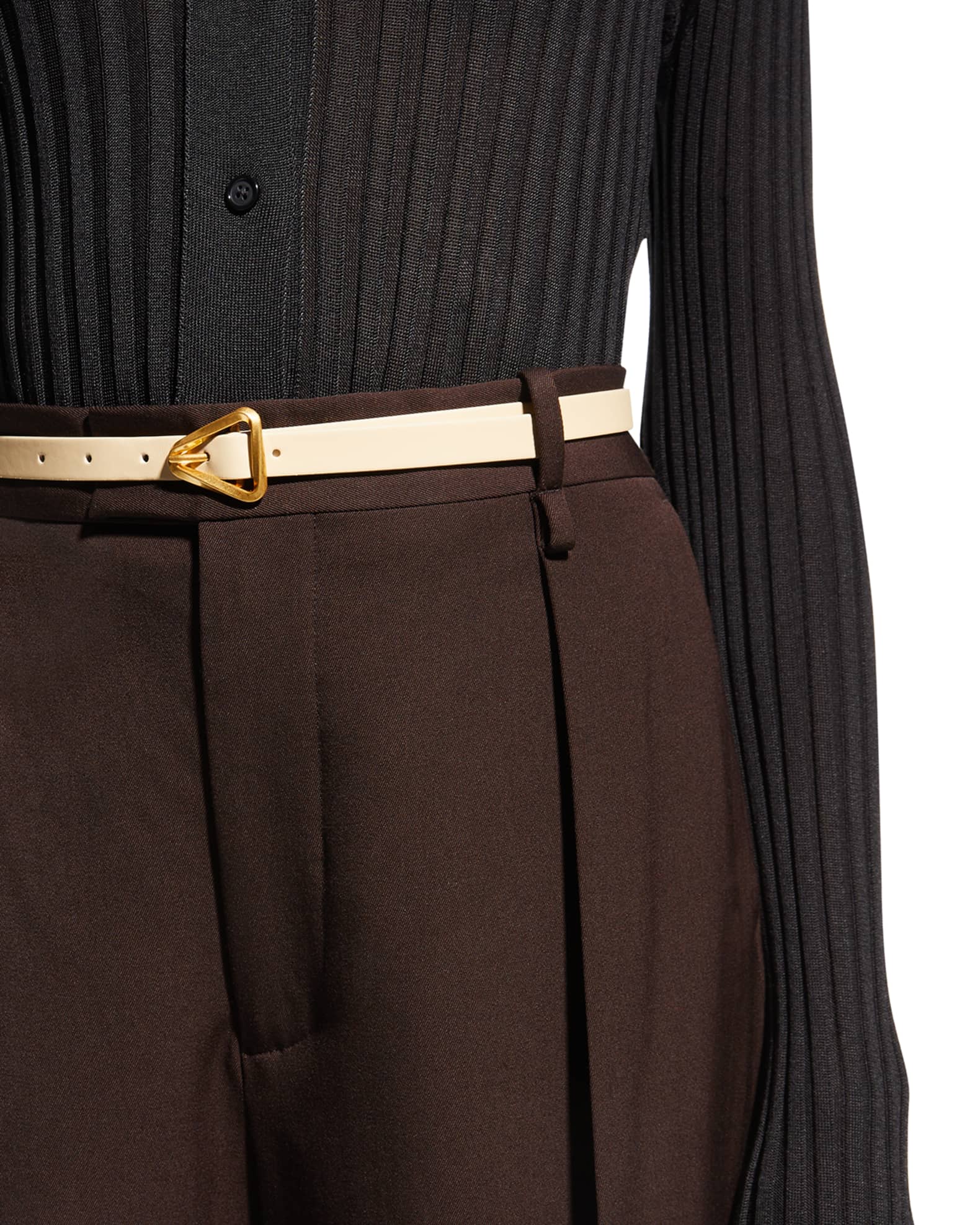 Bottega Veneta Twisted Triangle Napa Buckle Belt | Neiman Marcus