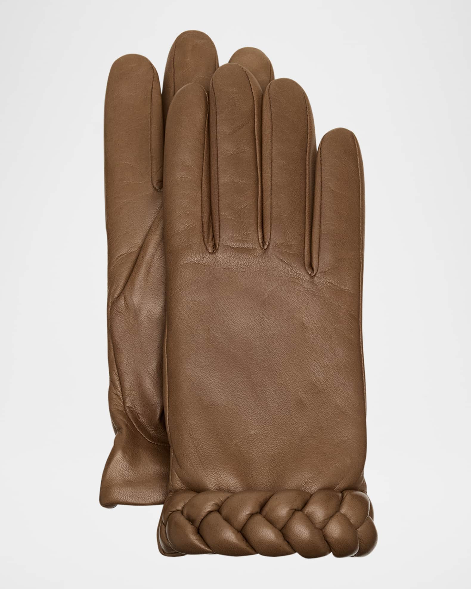 Edith Braided Leather Gloves  0