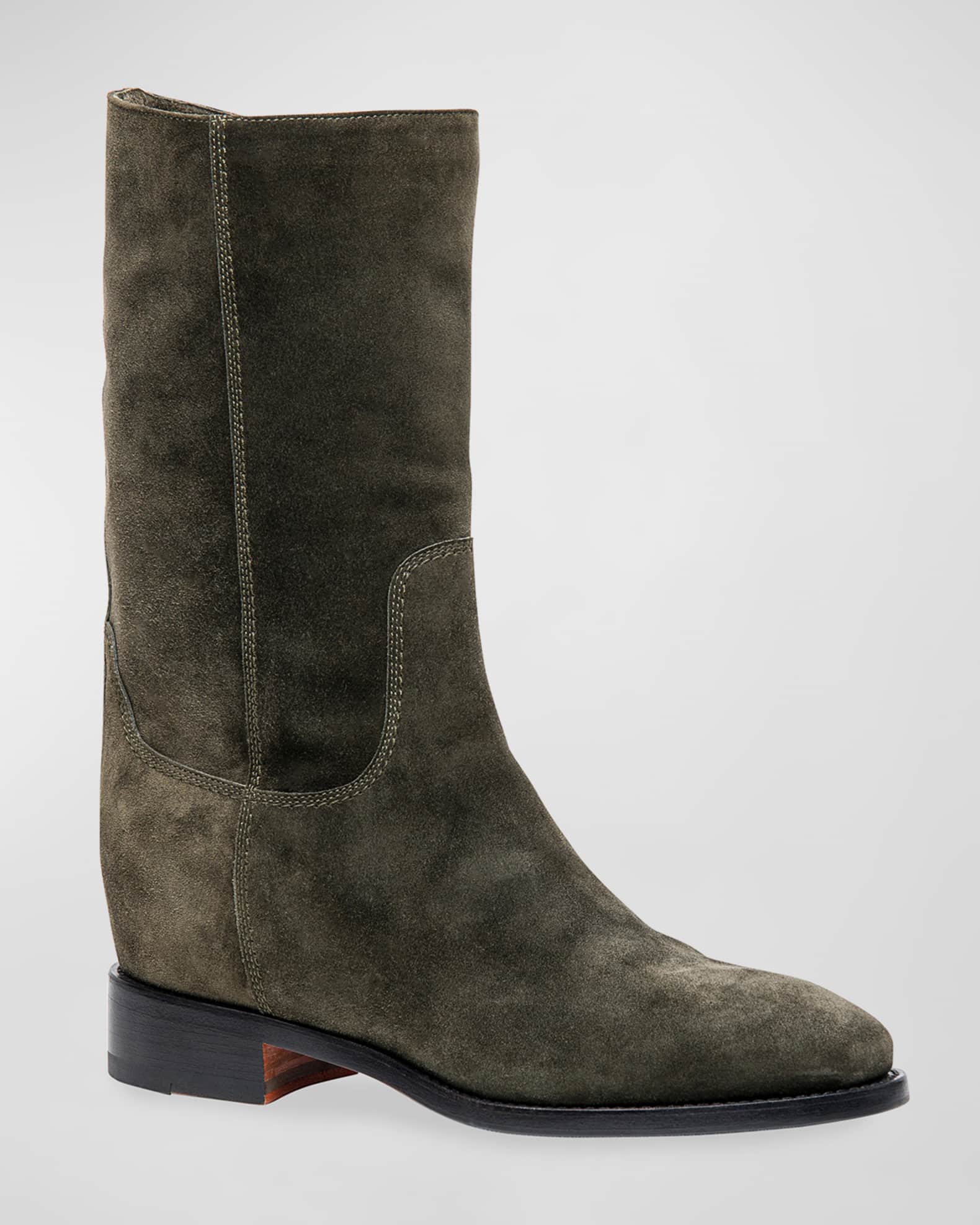 Santoni Fleeces Suede Calf Length Boots Neiman Marcus